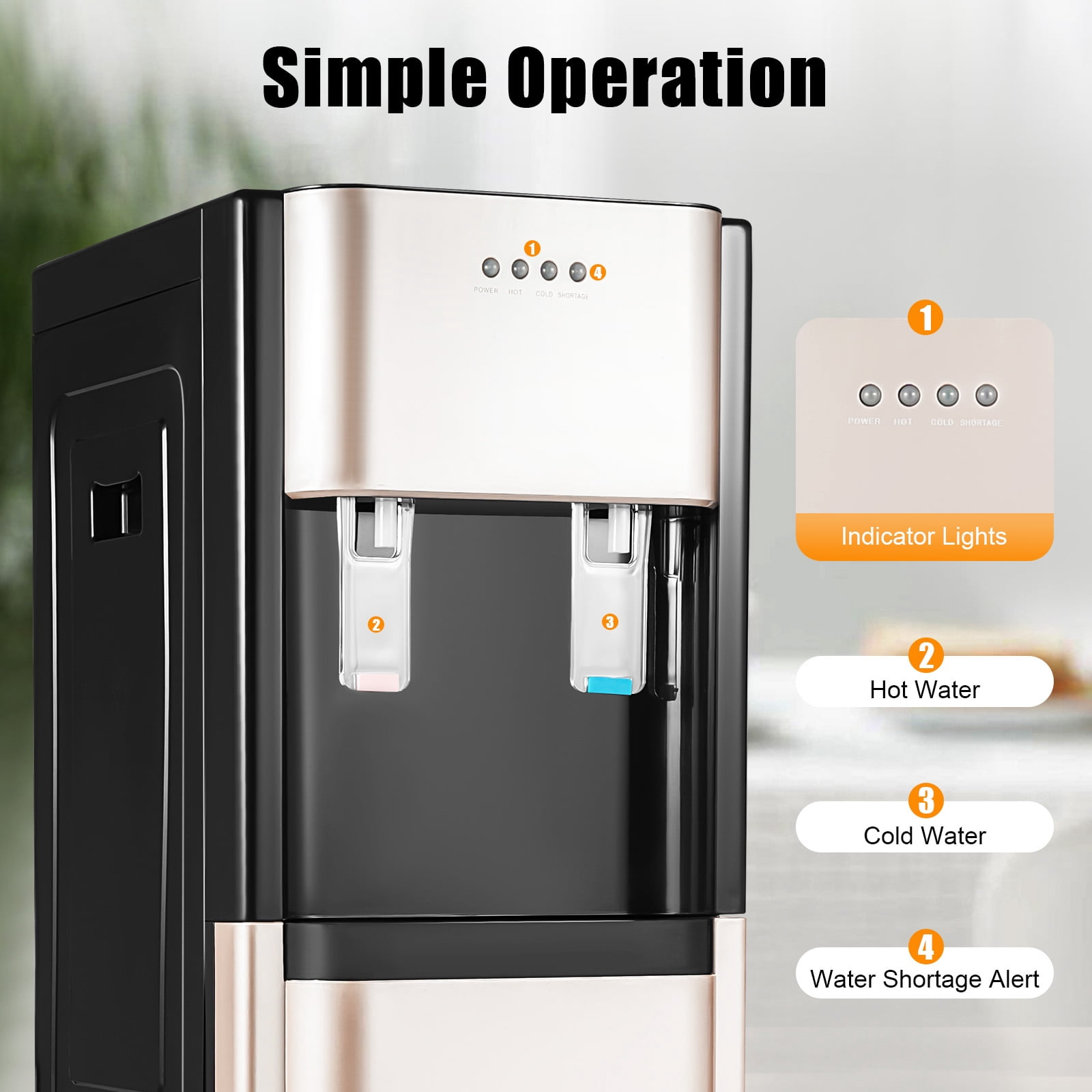 Generic Floor Standing Water Dispenser Bottom Loading Hot and Cold Drinking Machine (Gold, 5.28 Gallon) kn9u8