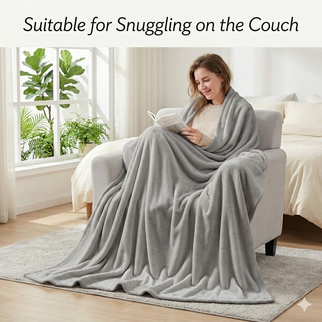 Cshidworld Lightweight Reversible Throw Blanket, Soft Microfiber Plush Bedding for Couch Sofa and Travel (Grey, 50 in x 60 in) 8gfa6