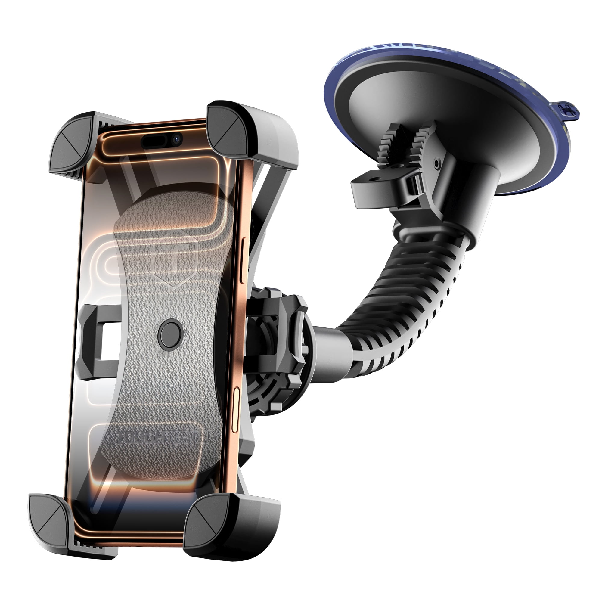 ToughTested Mammoth Windshield Phone Mount with Double-Ribbed Gooseneck and 4.25 in Suction Cup (Black, Universal) y8riu