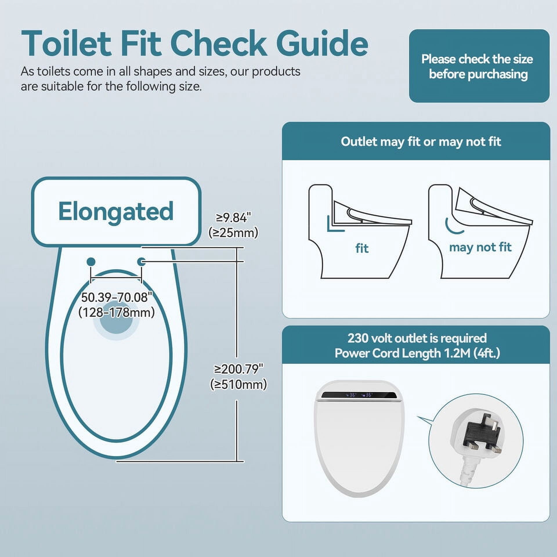 PULUOMIS Elongated Electronic Bidet Toilet Seat with Heated Seat and Self-Cleaning Nozzle (White) 7tf54