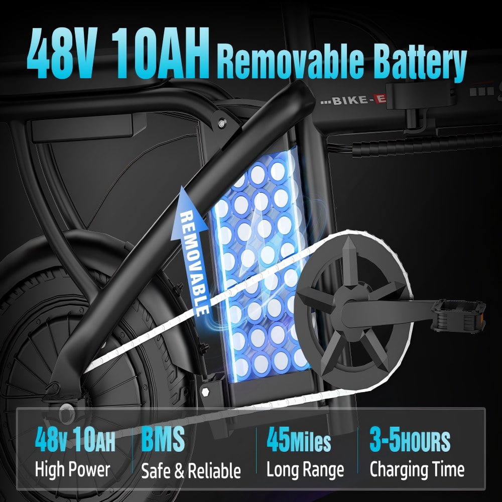 AZHAR 750W Foldable Electric Bike for Adults, Commuter E-Bike with 48V 10Ah Removable Battery (14 in) 7zh5g