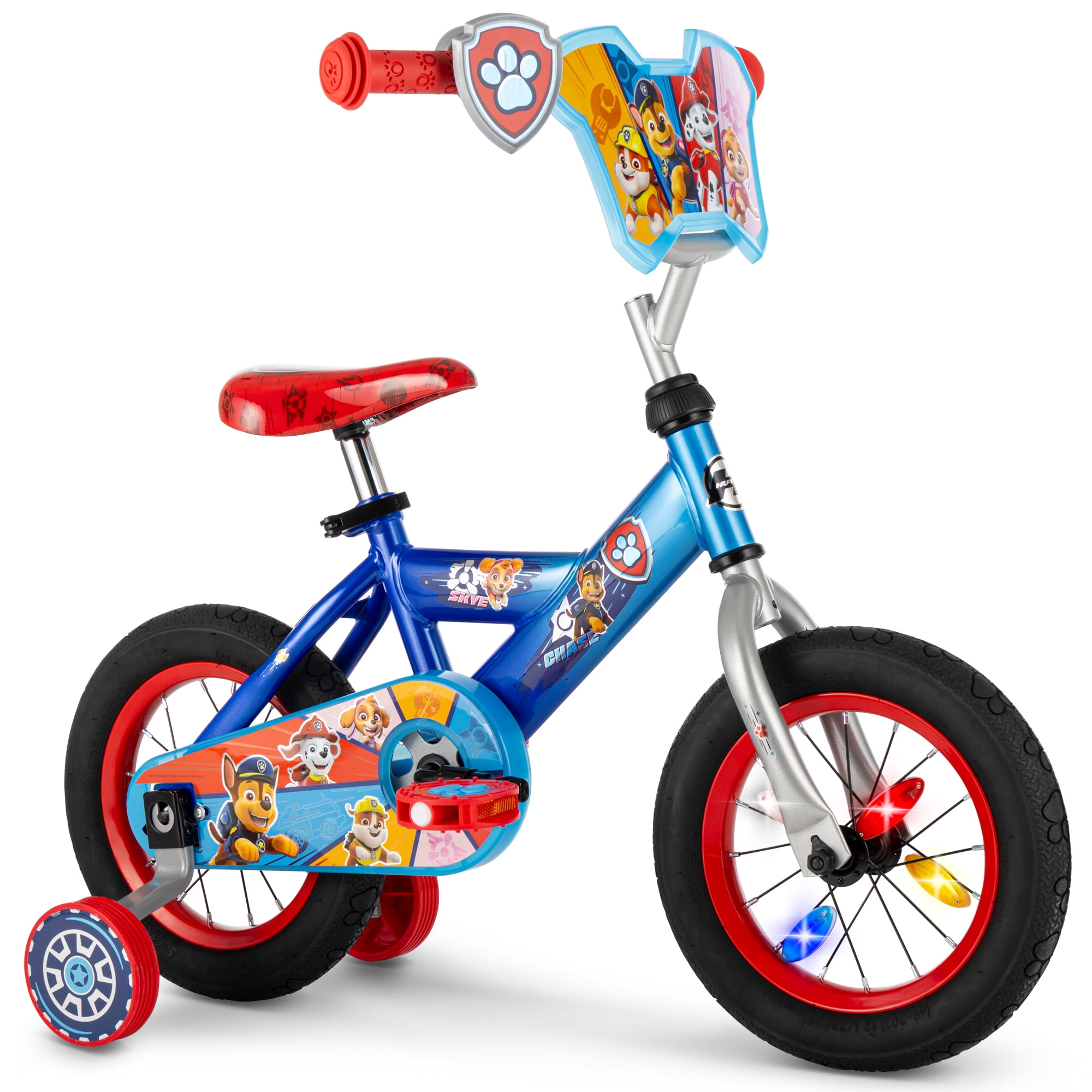 Huffy Paw Patrol Kids' Bike with Training Wheels, LED Light-up Wheels (Blue, 12 in) u5e4c