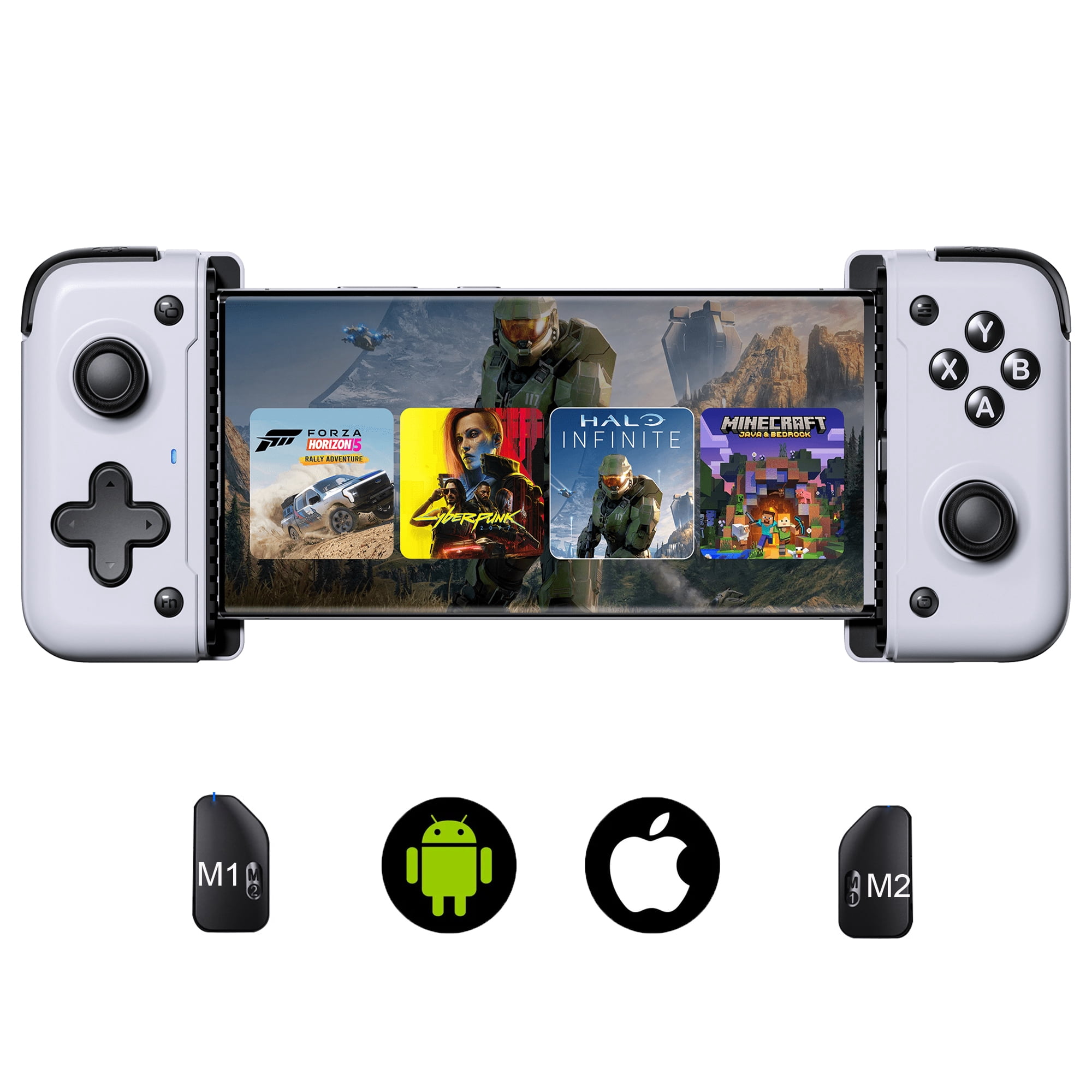 EasySMX USB-C Mobile Gaming Controller for iPhone 15/16 and Android, Hall Effect Triggers, Programmable Buttons (White, 6.81 in) kgxm1