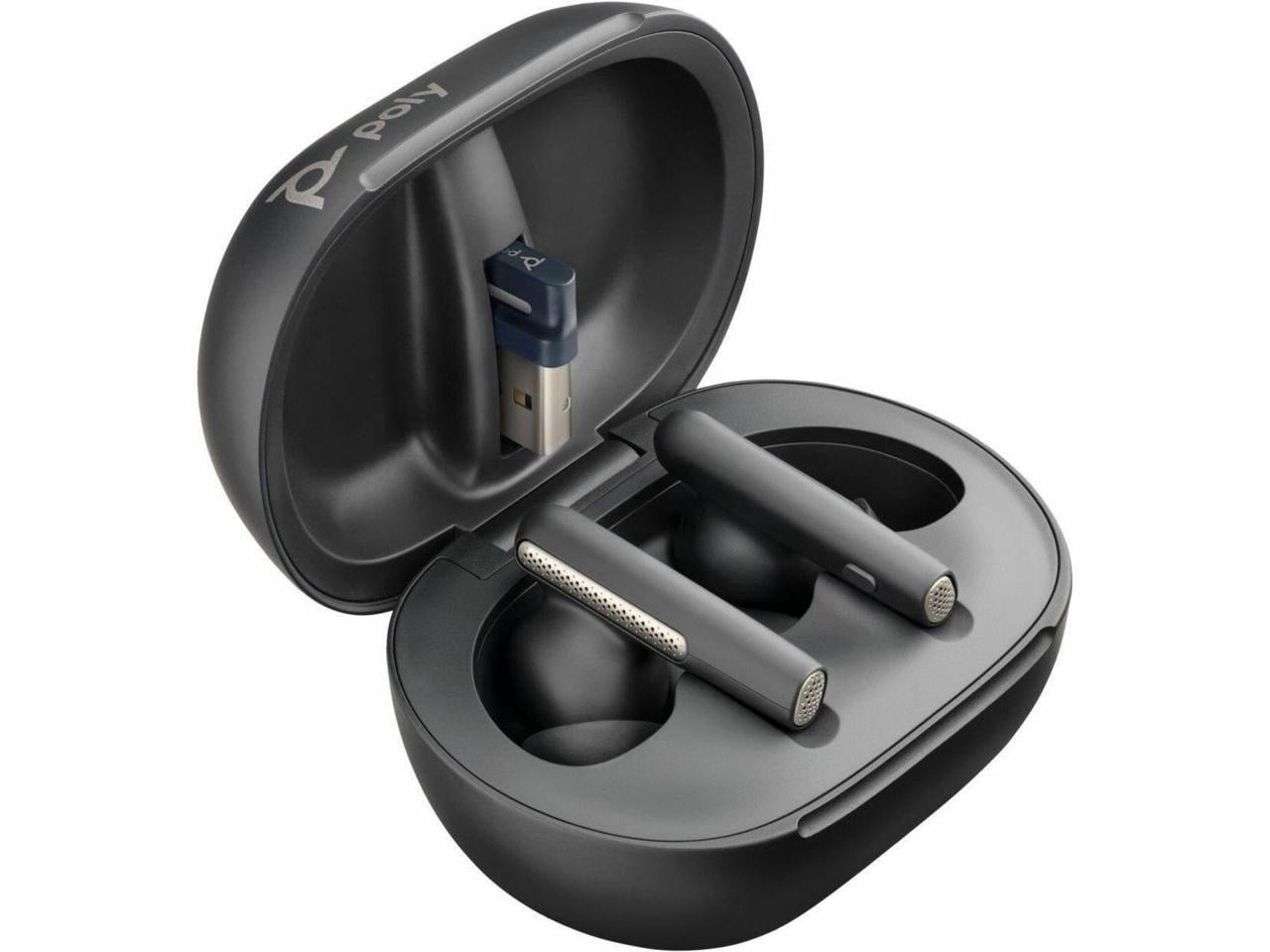 Poly Voyager Free 60+ UC Wireless Earbuds with Touchscreen Charging Case and BT700 USB-C Adapter (Carbon Black) 20m2e