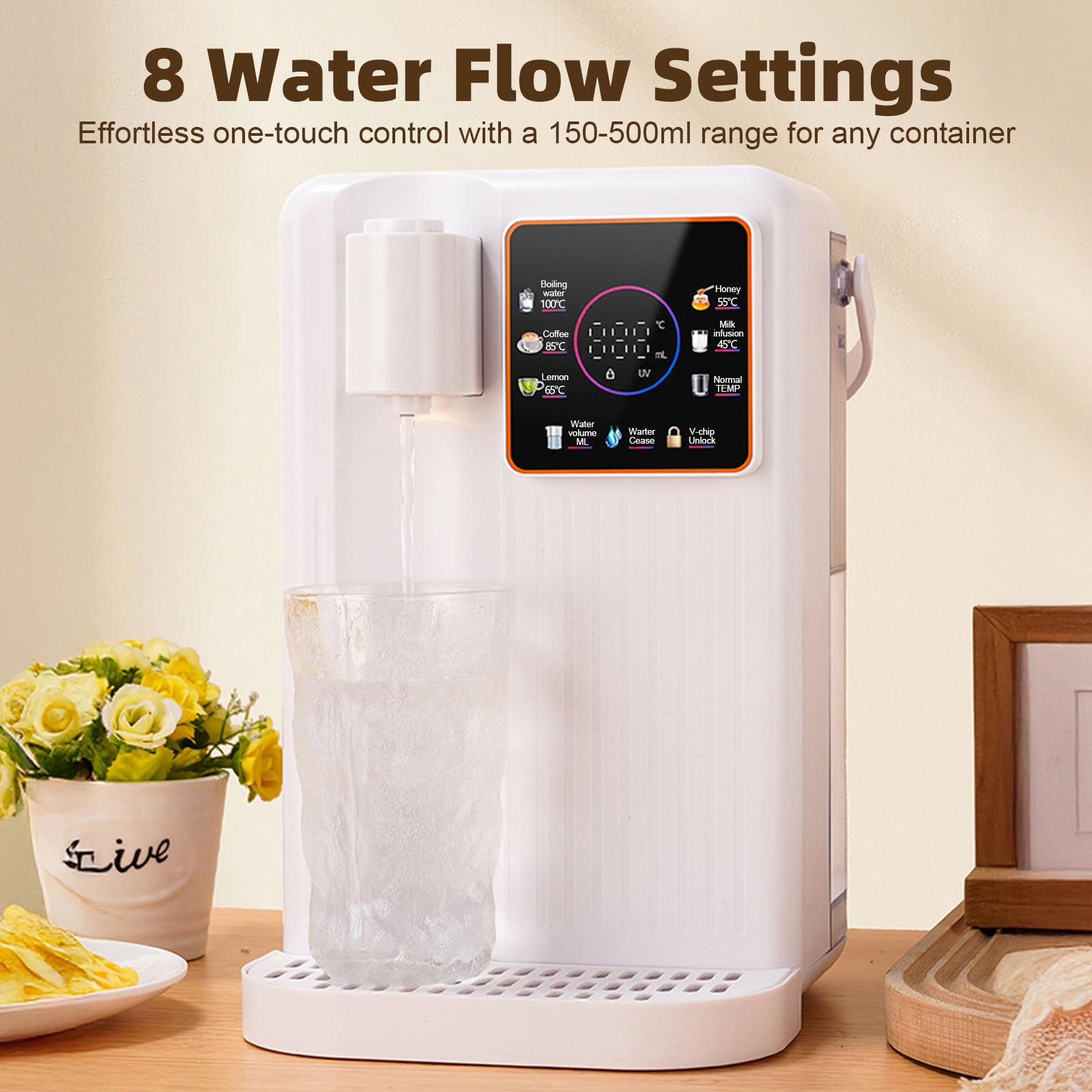 YILIFEIDA Instant Hot Water Dispenser, Countertop Boiling Water Station with Adjustable Temperature & Volume (White, 119 fl oz) 16g8h