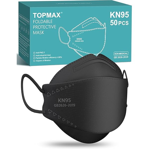 YJJSKEJI KN95 Face Masks for Adults, Breathable Protective Filtration Mask (Black, 50 Pack) ntod8