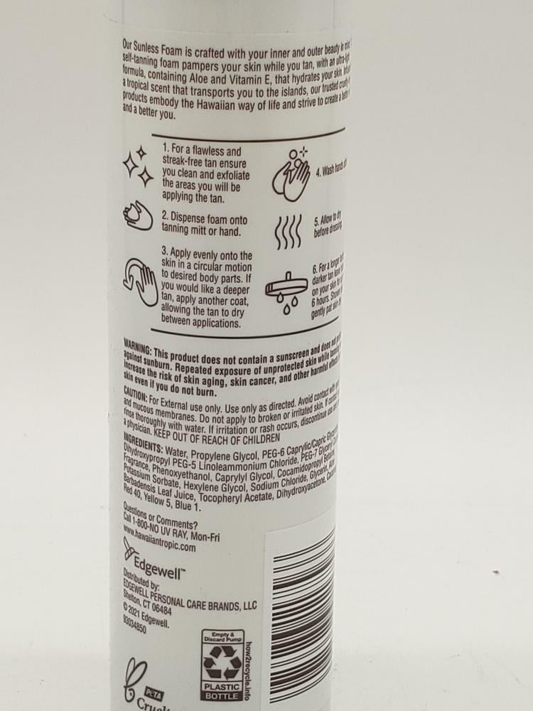 Hawaiian Tropic Sunless Tan Self-Tanning Foam, Streak-Free Bronzing Mousse (Dark, 6 fl oz) h4i9v