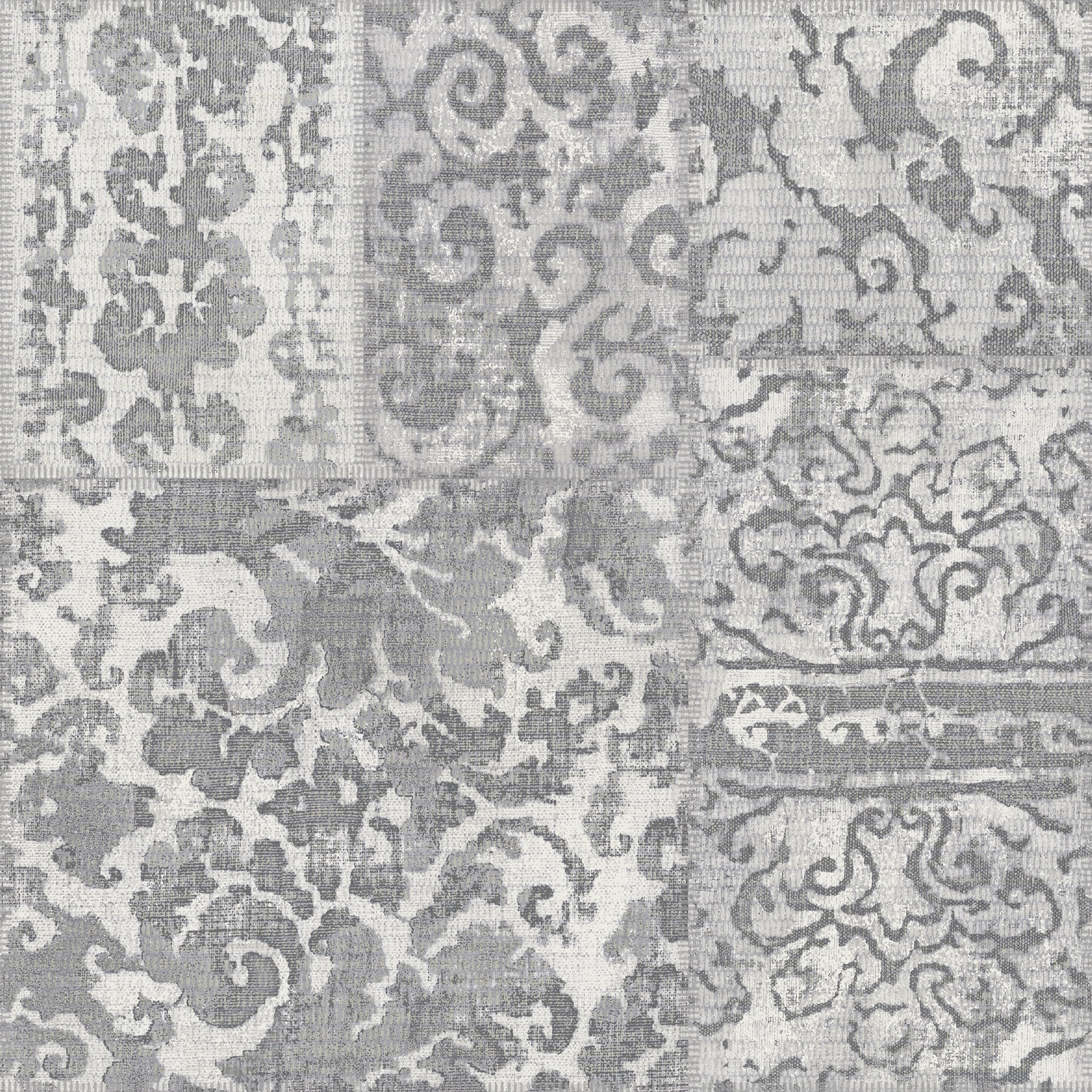 FloorPops Rahele Peel & Stick Floor Tiles, Antique Rug Inspired Vinyl Flooring (Grey, 10 Pack, 12 in x 12 in) 8zahs
