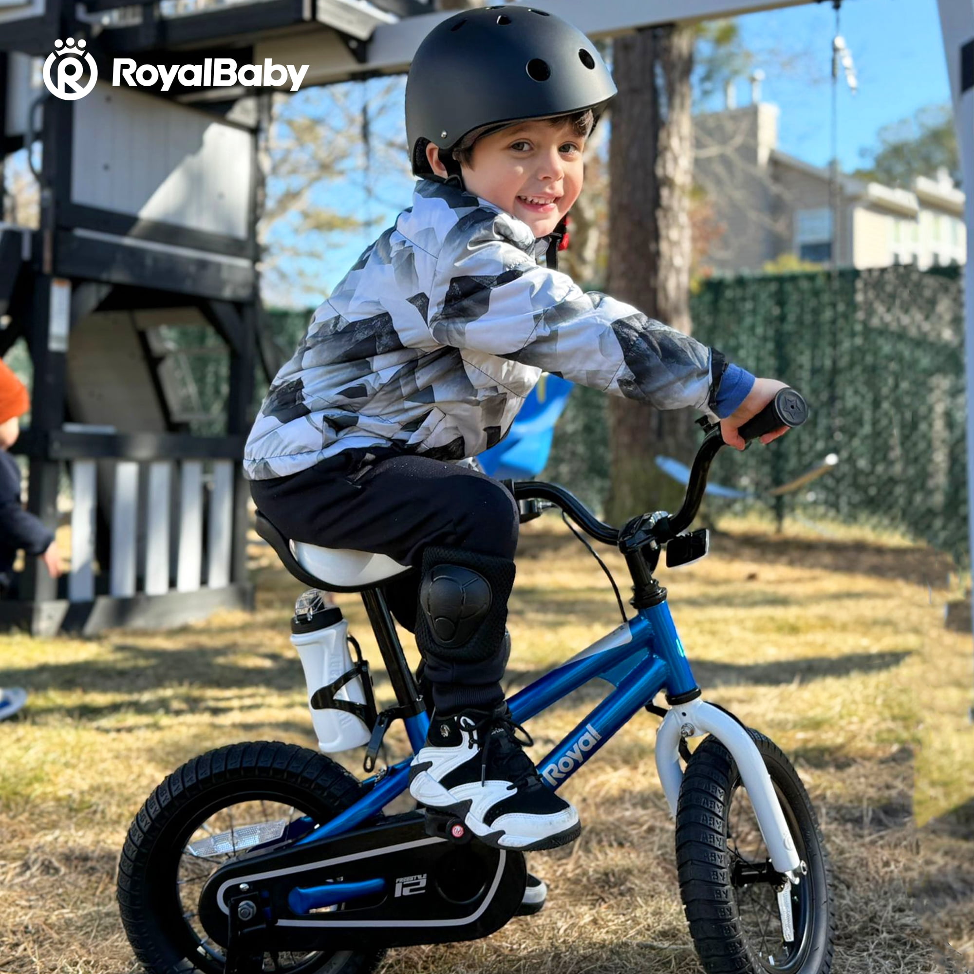 Royal Baby 14 in BMX Freestyle Kids Bike with Training Wheels (Blue, 14 in) yqirx