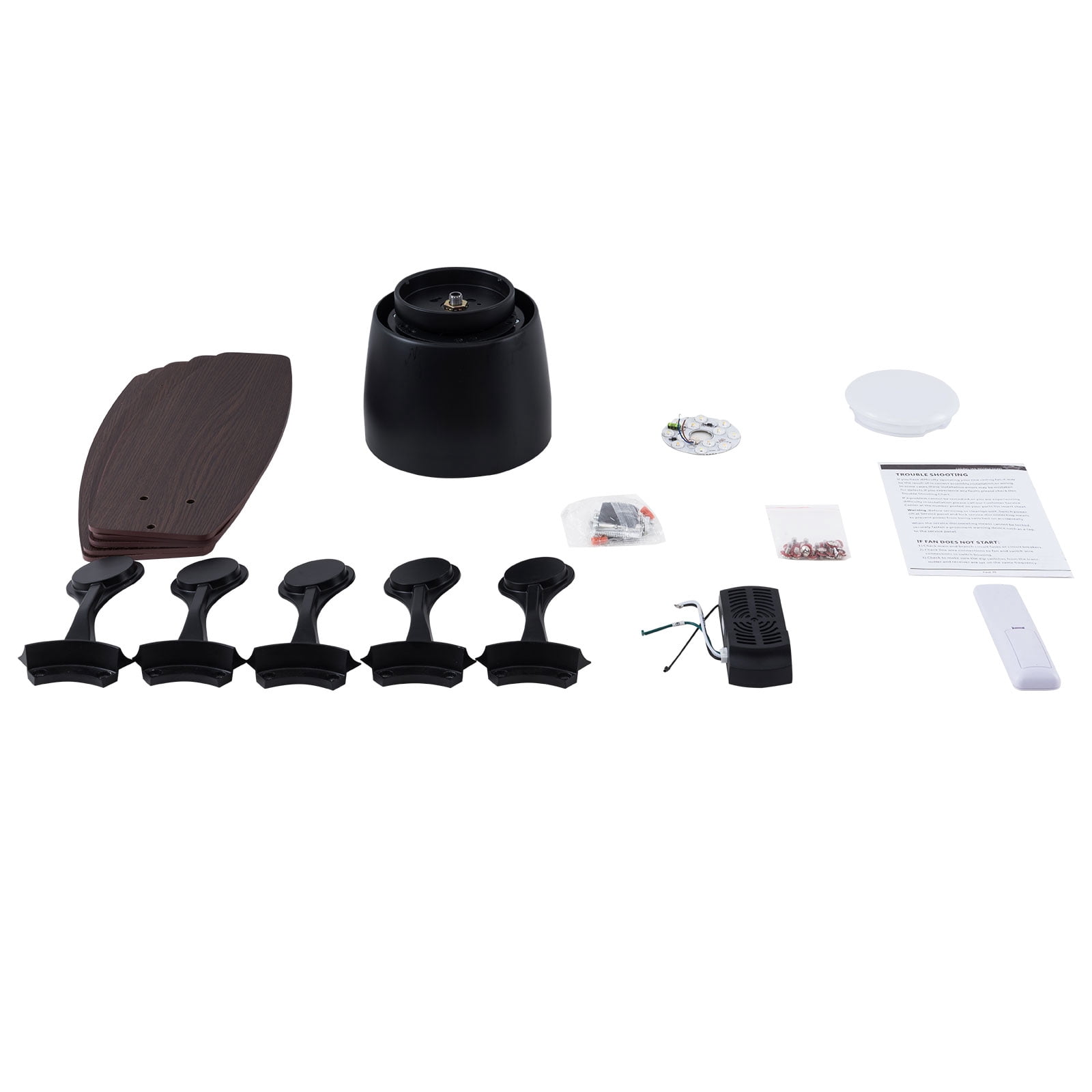 TOOL1SHOoo 42 in Farmhouse Flush Mount Reversible Ceiling Fan with LED Light and Remote Control (Brown, 42 in) gox3c