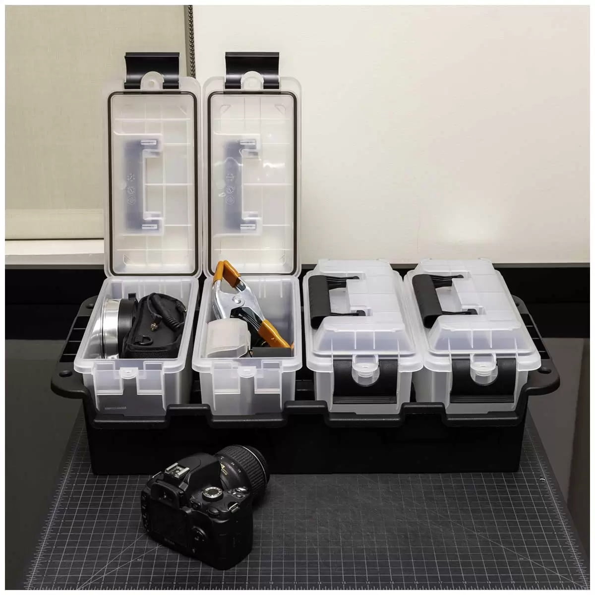 Greenmade Stackable Storage Box Set (Black/Clear, 7.5 in. H x 11.65 in. W x 24 in. D) oy776