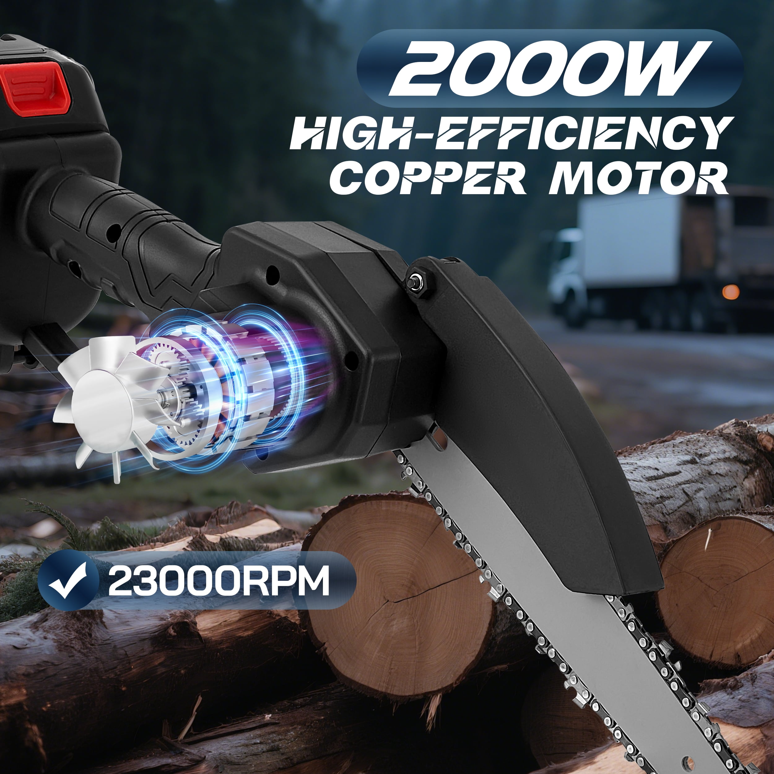RELOIVE 8-Inch Cordless Mini Chainsaw, Electric Handheld Wood Pruning Tool with 2 Batteries and 4 Chains (8 in) a442h