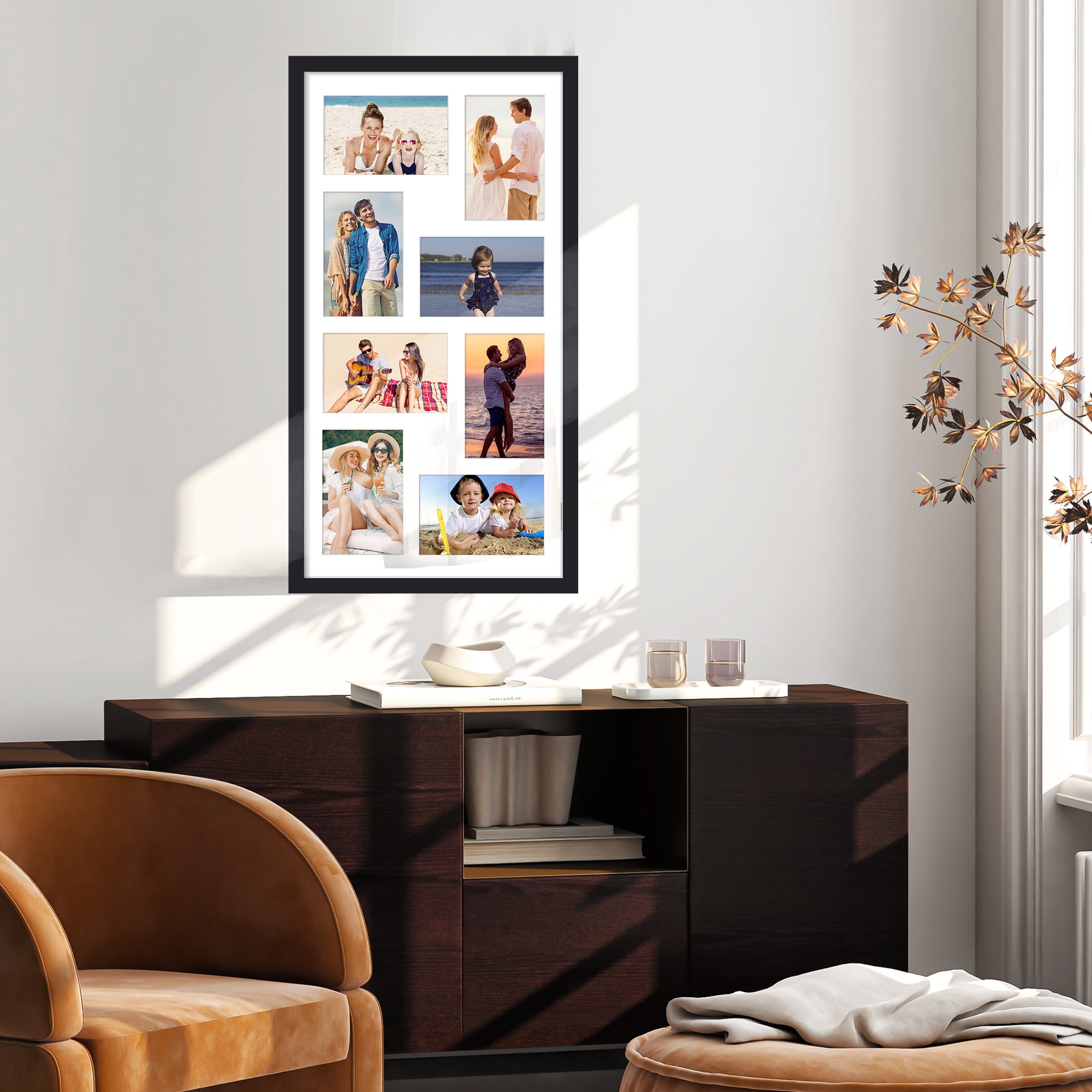 Sindcom Collage Picture Frame, Multi-Photo Display for Wall Decor (Black, 12x23 in) kfjsa