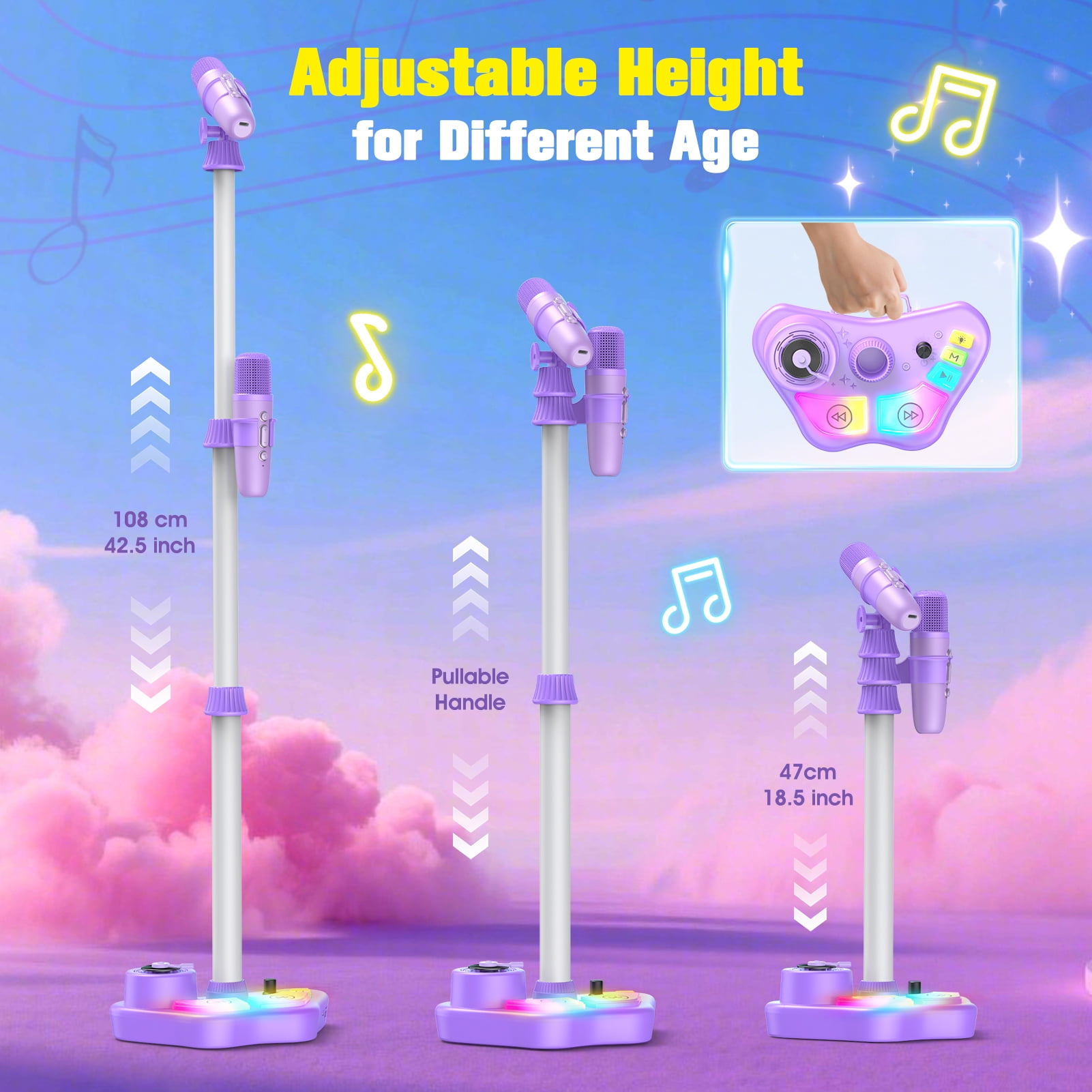 ATOPDREAM Bluetooth Karaoke Machine with Adjustable Stand and Microphone (Multicolor, 1 Pack) 72s6k
