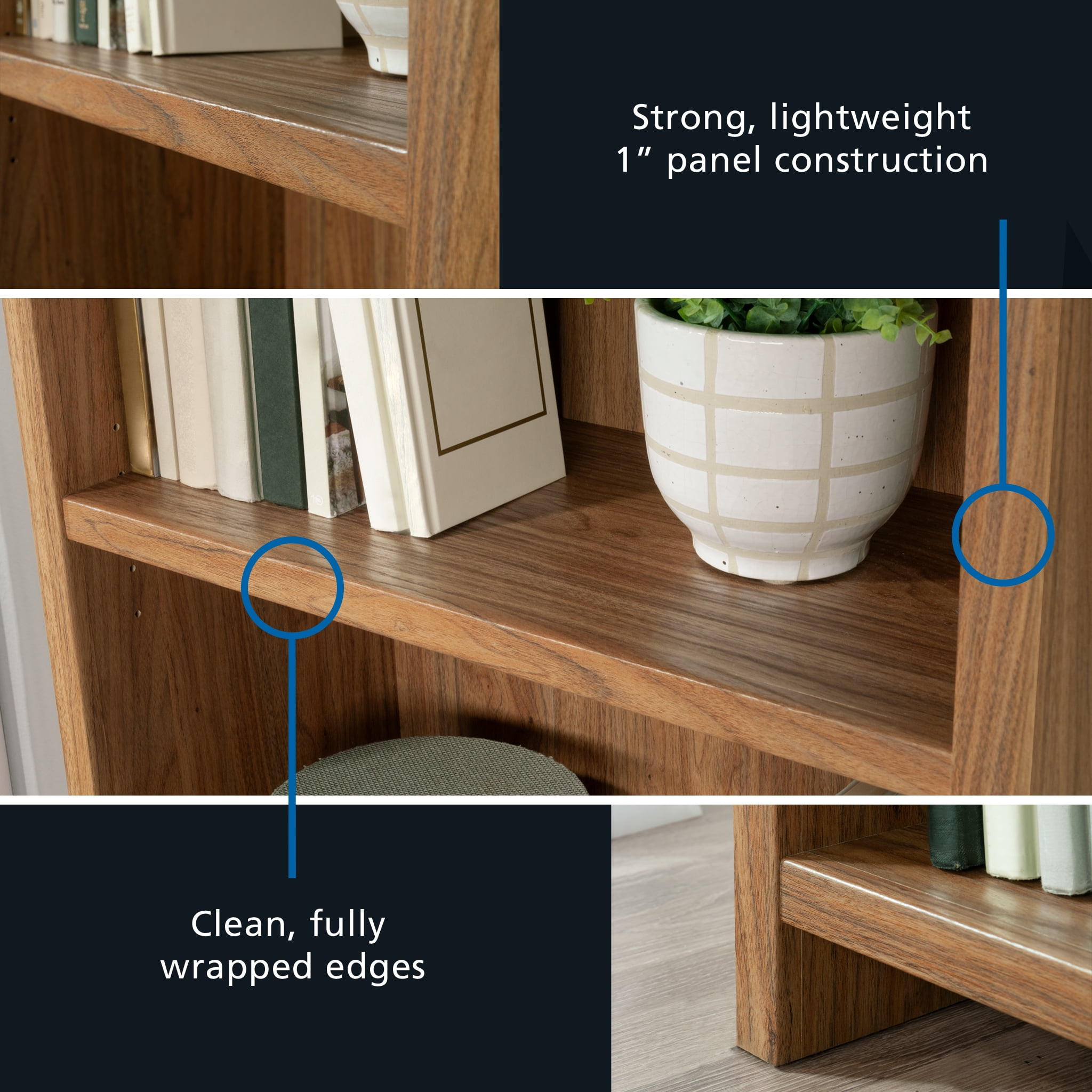 Mainstays Westley 5-Shelf Bookcase, Durable Storage Organizer (Walnut, 72.68 in H x 25.83 in W x 11.58 in D) 4uru3