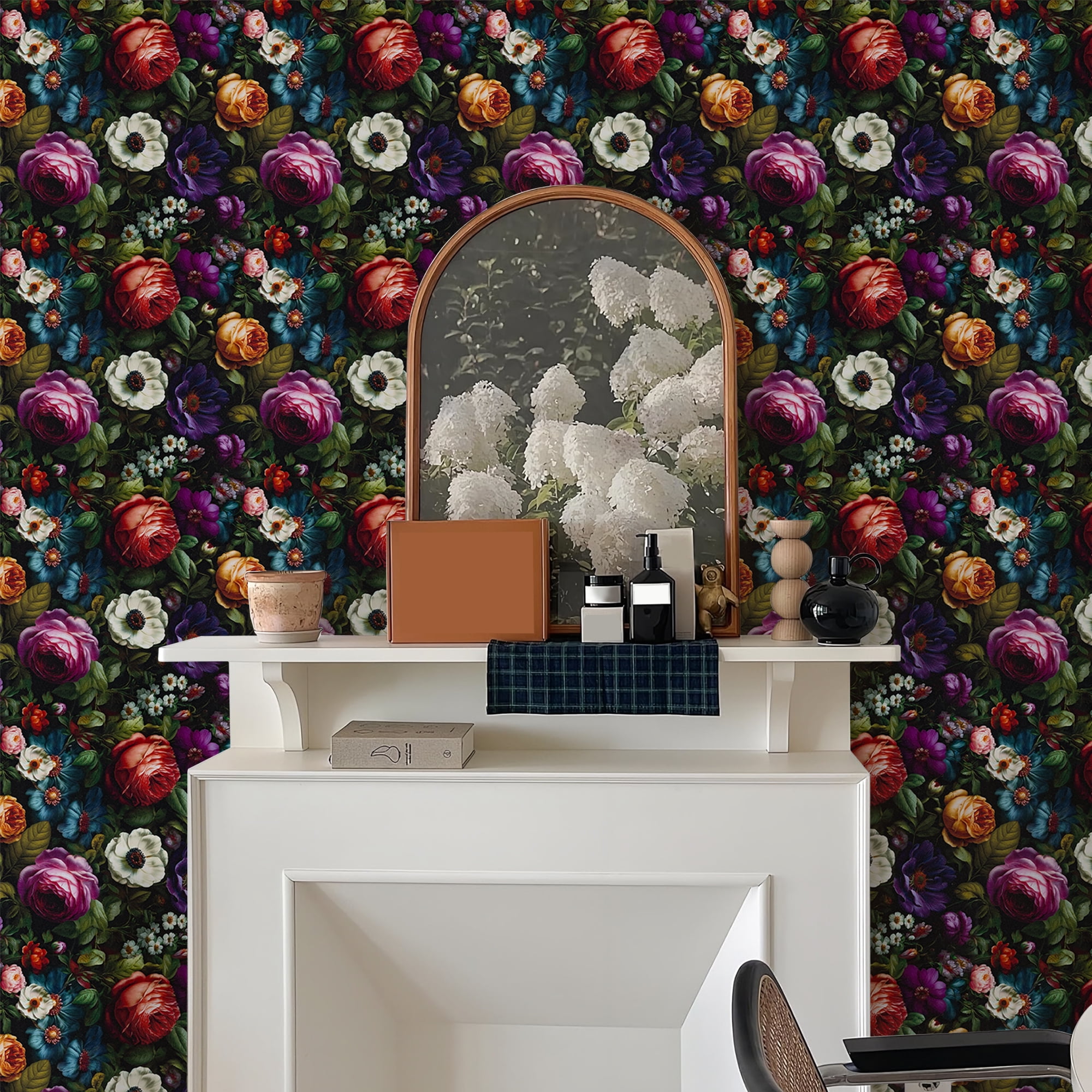 Abyssaly Floral Peel and Stick Wallpaper, Vintage Watercolor Plant Contact Paper for Home Decor (Multicolor, 17.3 in x 393.7 in) qzfs2