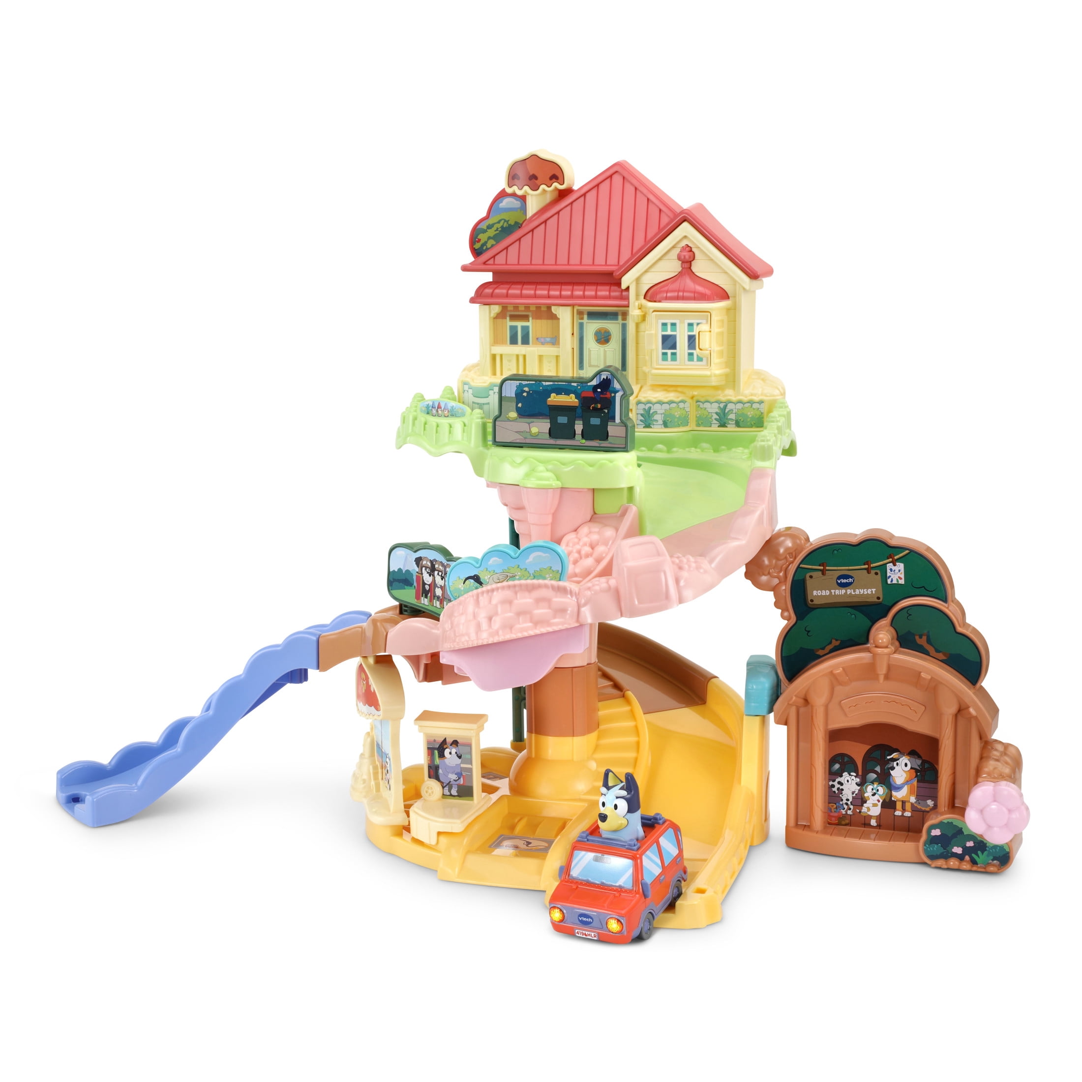 VTech Bluey Road Trip Electronic Playset with Heeler 4WD and Bingo Pedal Car (1 Set) lalcz