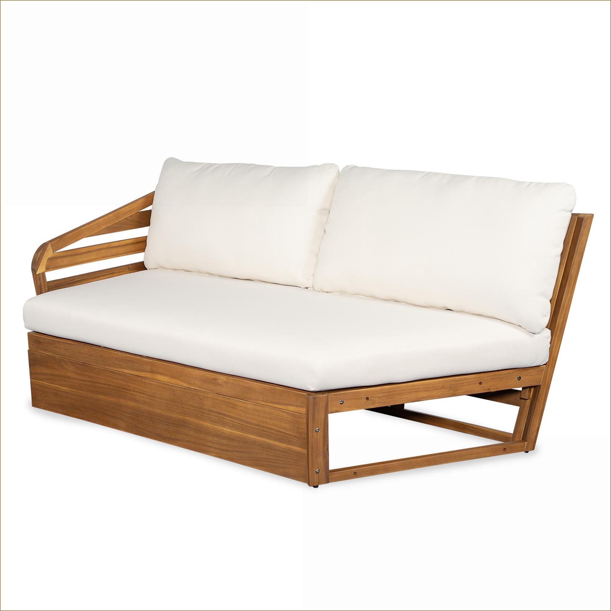 Naturefalls Outdoor Sectional Sofa, 2-Piece Patio Seating Set with Acacia Wood Frame (Beige, 2-Piece Set) nzhsa