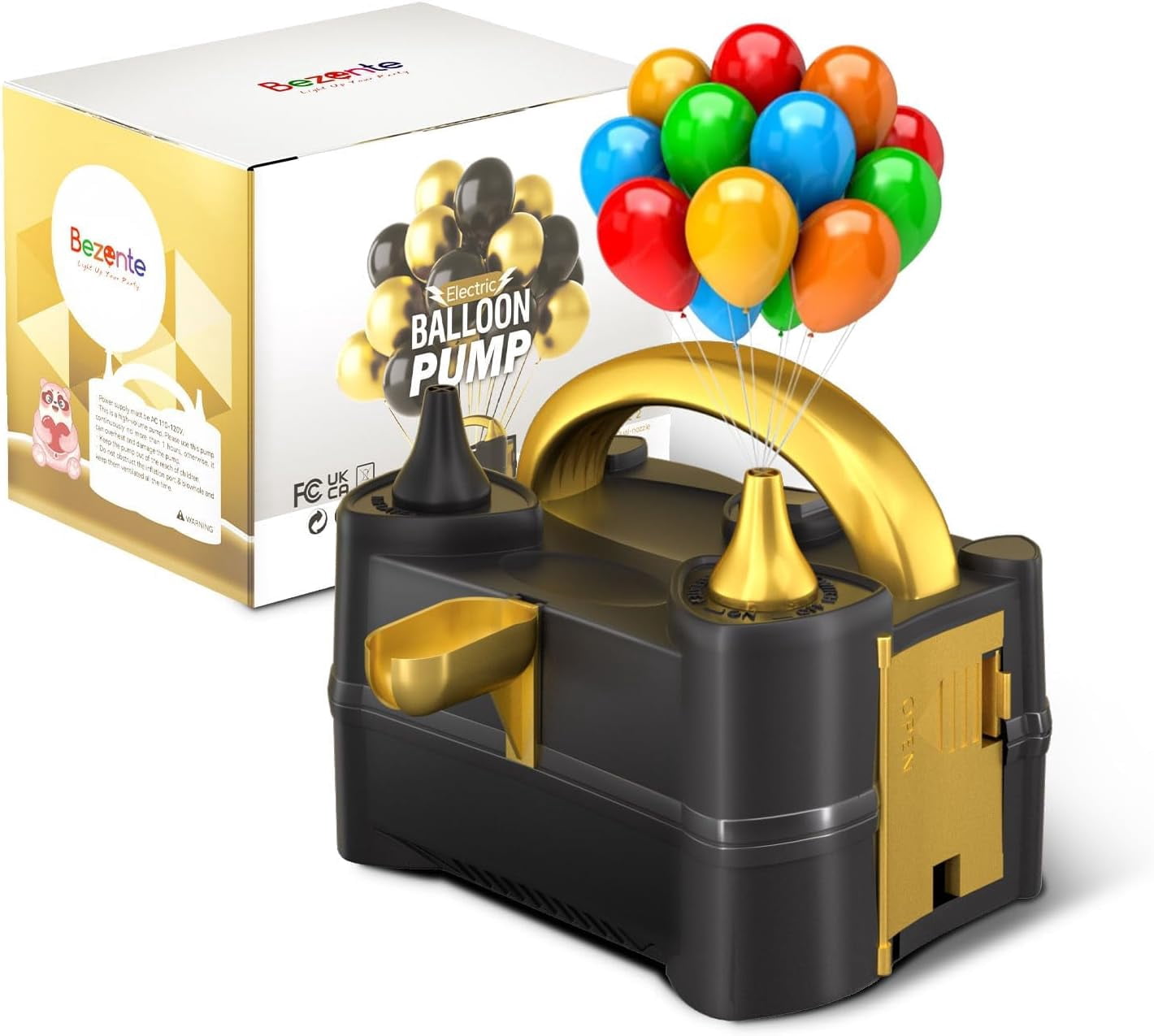 Generic Electric Balloon Inflator Pump Dual Nozzle Portable Air Blower for Party Decorations (Gold, 5.9 in x 4.3 in x 4.5 in) 90pgj