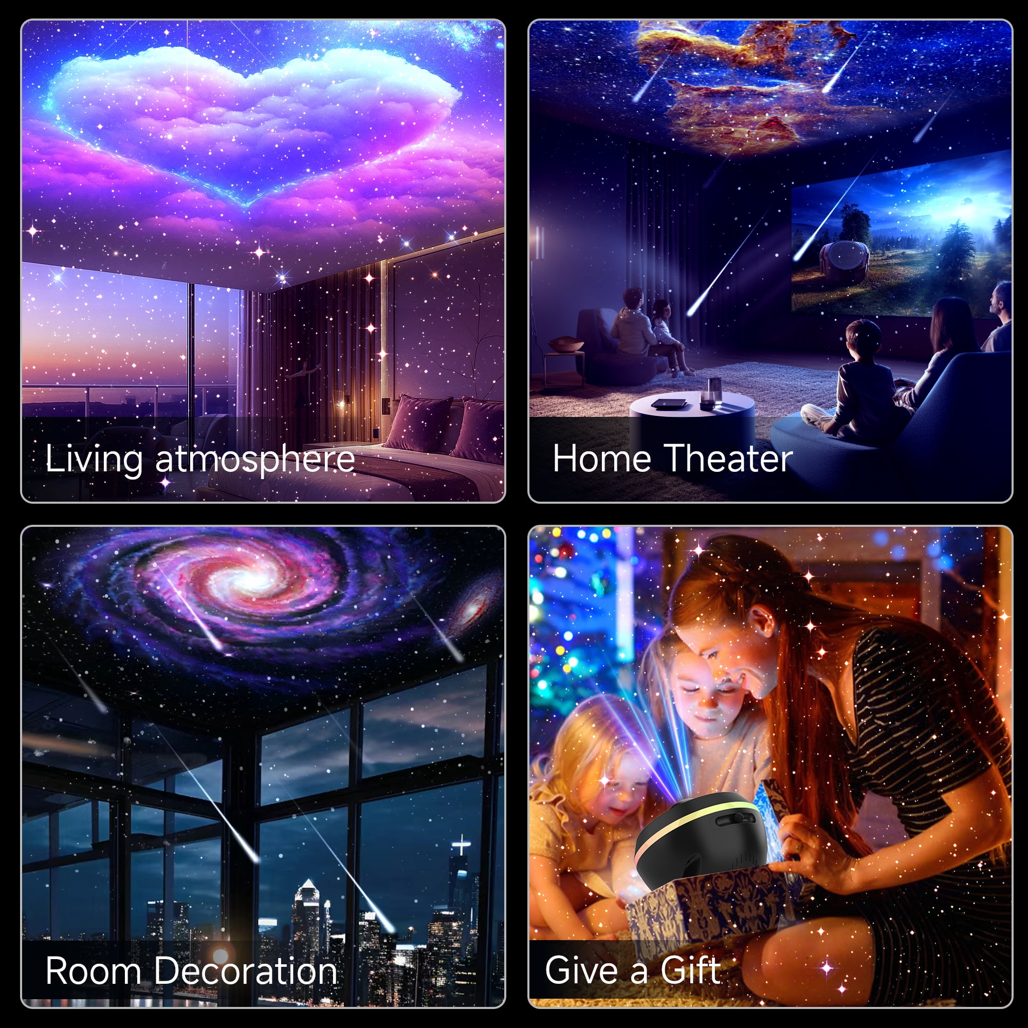 DAYBETTER Galaxy Projector, 4K HD 13-in-1 Planetarium Light Projector with Moving Meteor, Space Night Light for Bedroom (Black, 6.8 x 5.8 x 5.8 in) 1qai9