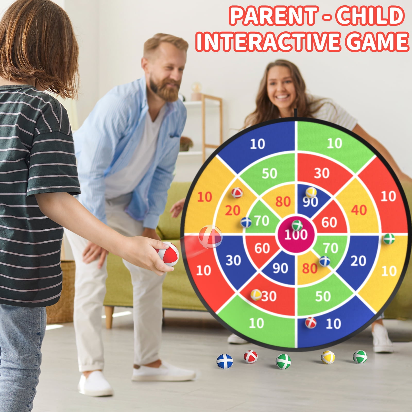 ConeWhale Large Dart Board Game Set with 20 Sticky Velcro Balls (29 in) t9fl0