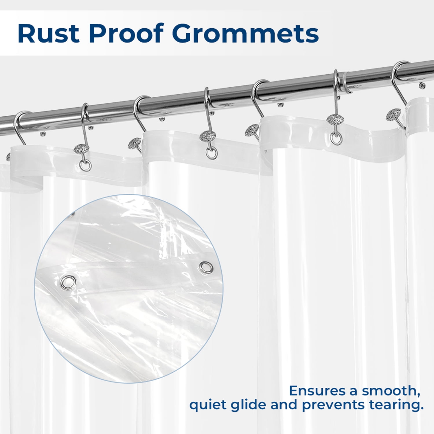 Yiannan PEVA Shower Curtain Liner, Waterproof Heavy-Duty Bathroom Accessory (Clear, 71 in x 72 in) r0od7