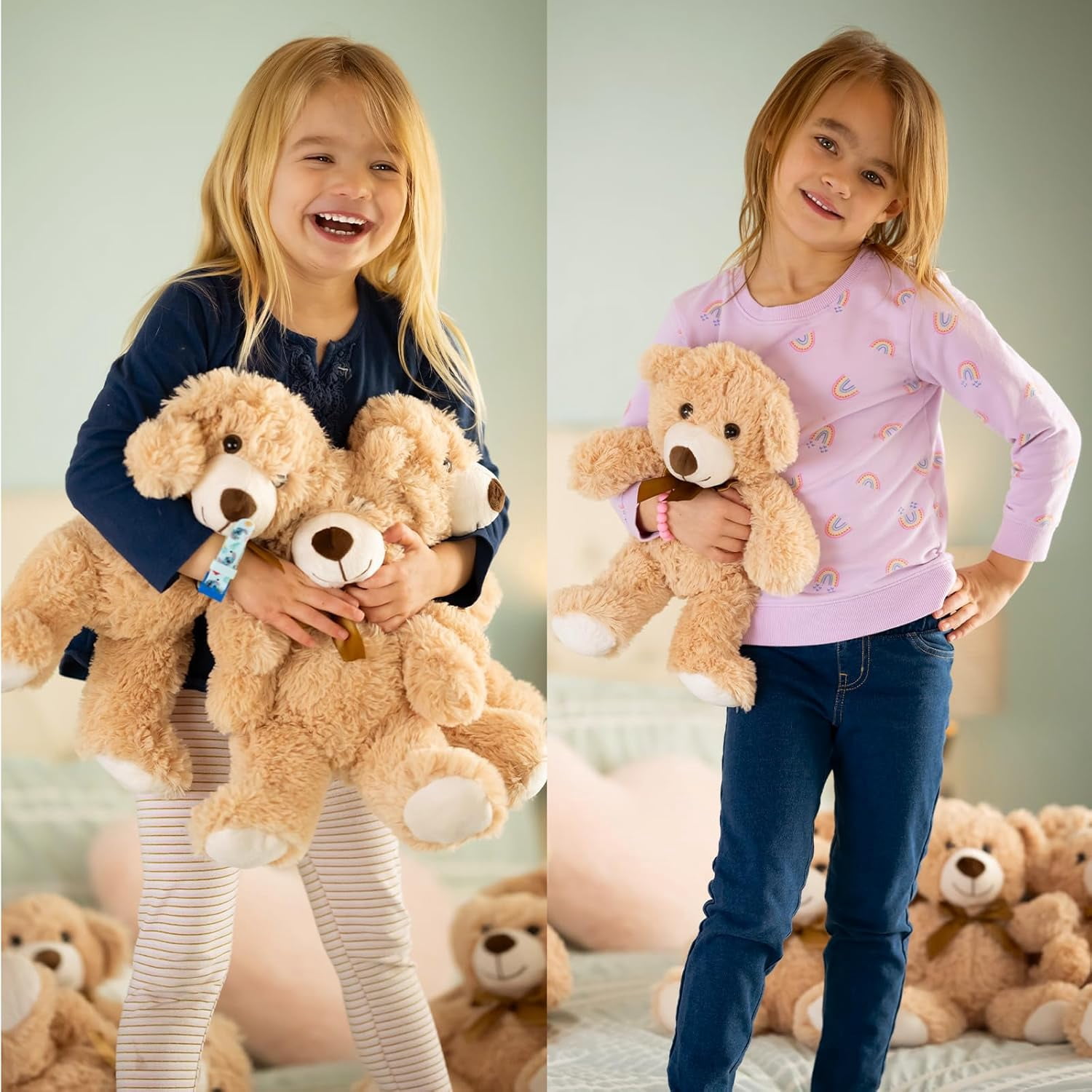 MaoGoLan 14 in Teddy Bear Stuffed Animals Bulk Plush Toy Set (Brown, 12 Pack) 9gu19