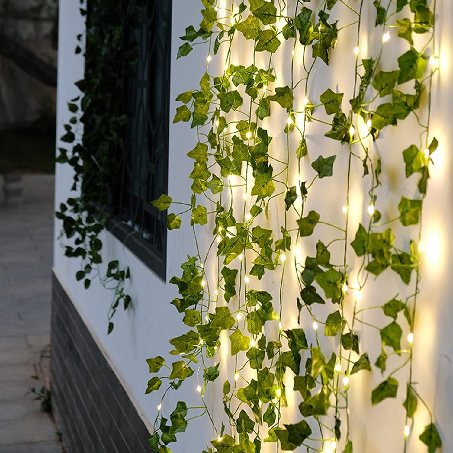Bincy Solar Ivy String Lights Outdoor Artificial Maple Leaf Vine Garland (50 LED, 16 ft) 8n9hx