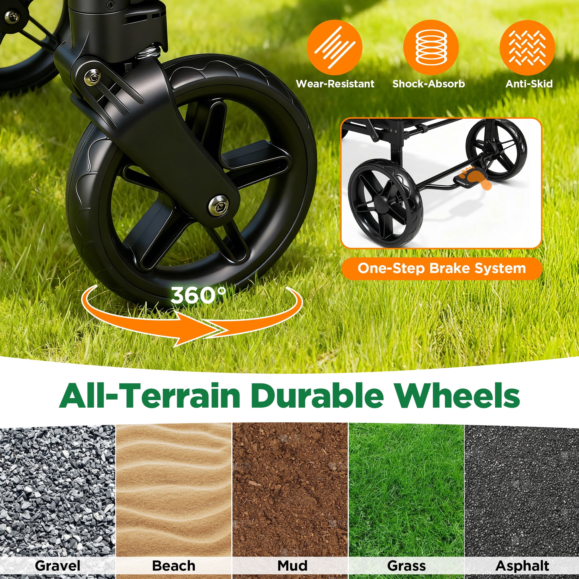 Vomeast 4-Seater Wagon Stroller for Kids, All-Terrain Outdoor Utility Stroller with Canopy and 5-Point Harness (Black, 41.34 x 28.35 x 53.94 in) 1xner