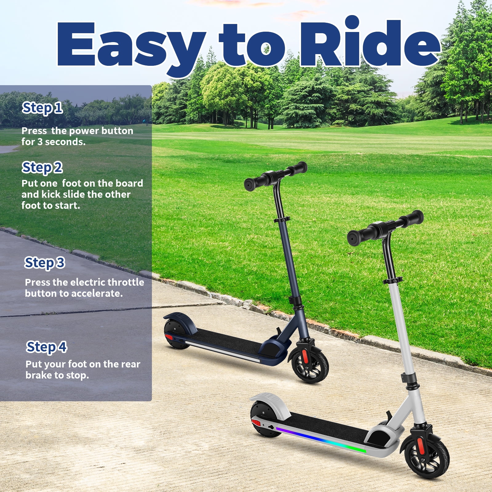 SANOPY 150W Electric Scooter for Kids, Adjustable Height & Speed, LED Display, Foldable (Black, 132 lb Max Load) fk3vk