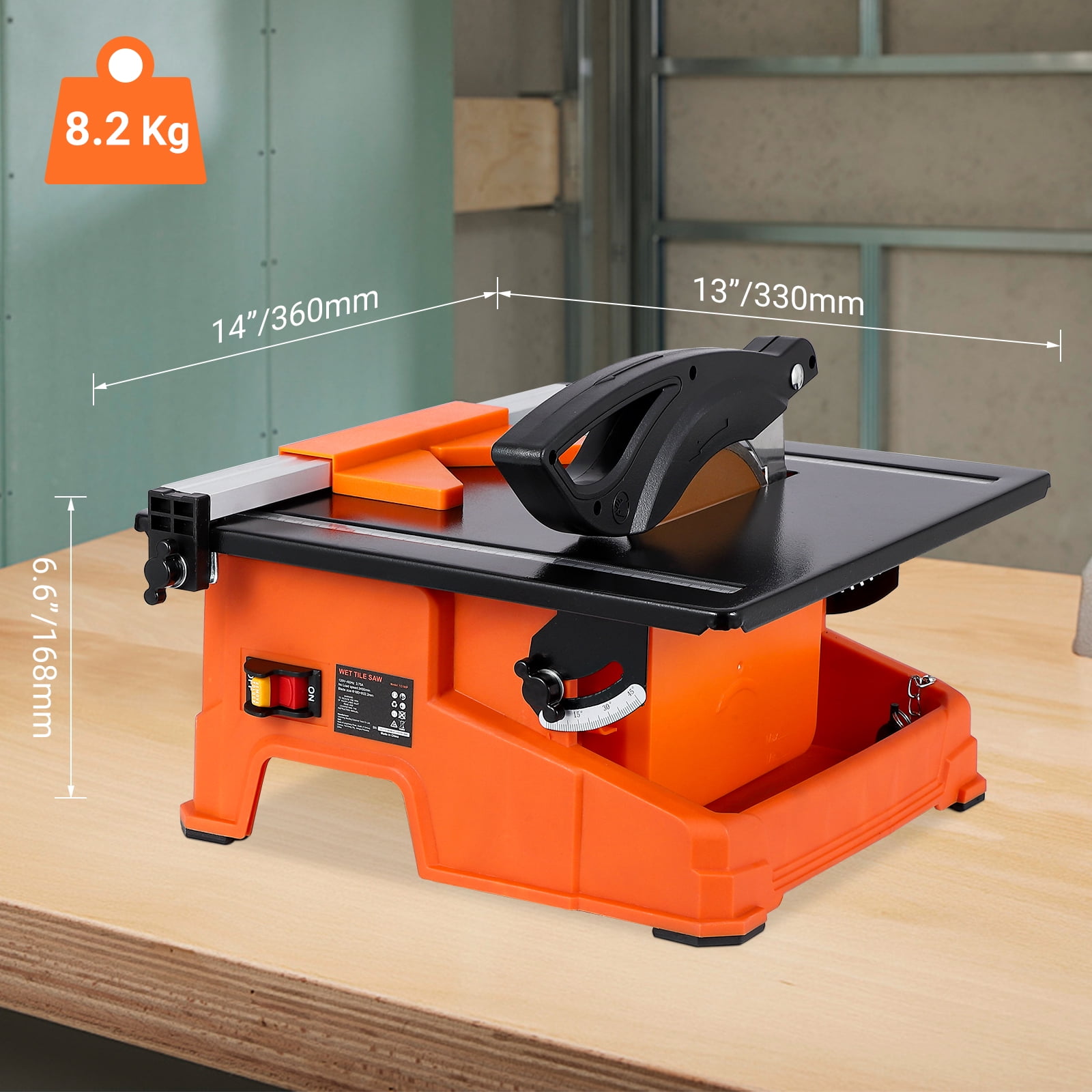 Teqin 7-inch Electric Wet Tile Saw with 3500 RPM Induction Motor and 0-45 Degree Miter Cutting Capability (7 in) liatj