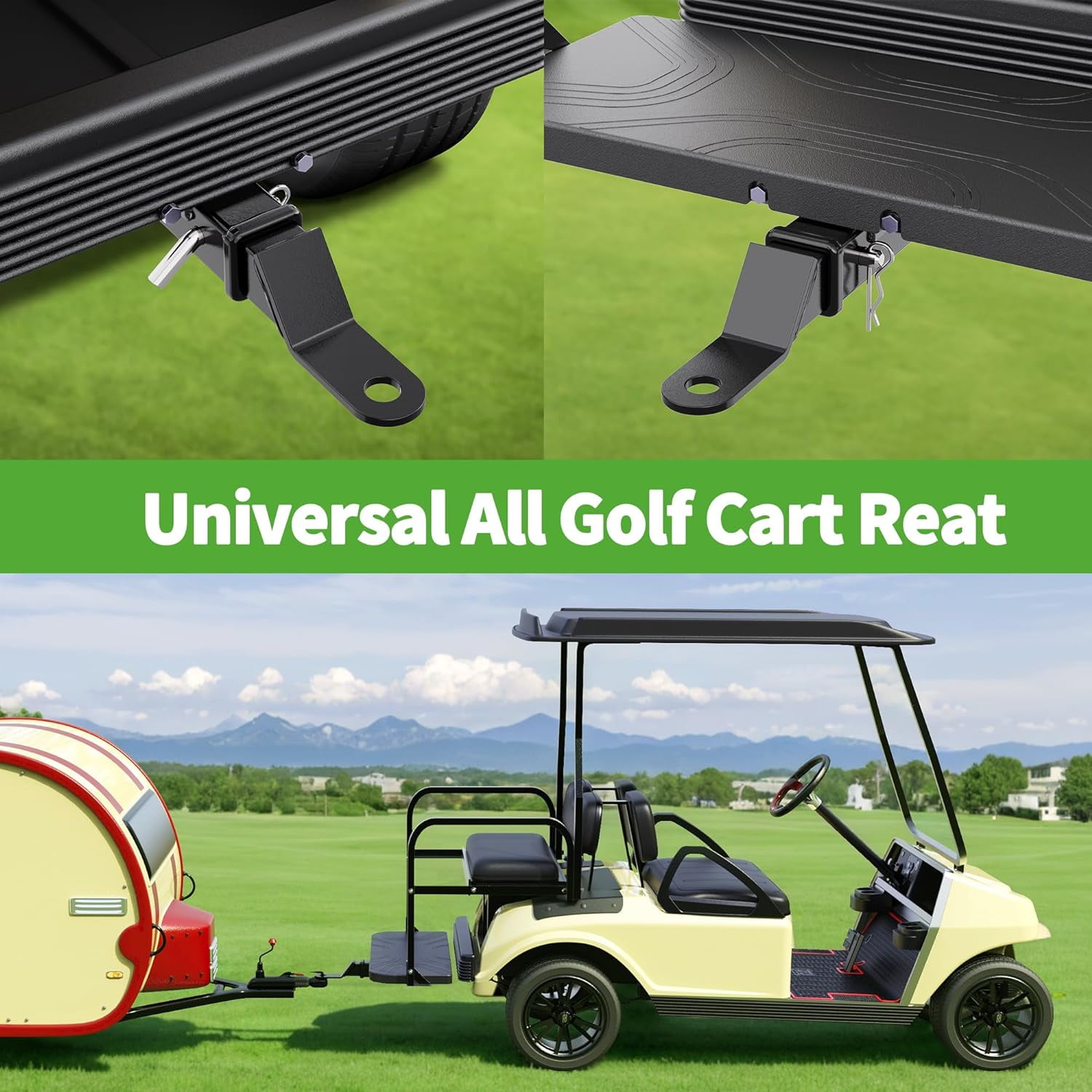 10L0L Golf Cart Heavy Duty Trailer Hitch Receiver Kit for Club Car EZGO Yamaha (Black, 8.3 in x 4.9 in x 2.6 in) 5oc48