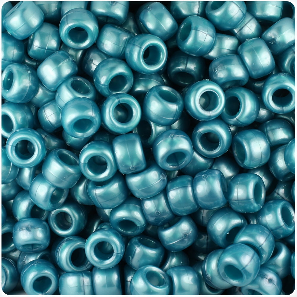 Beadtin Barrel Pony Beads Crafting Supplies (Teal Pearl, 500 Count) 1m7ws