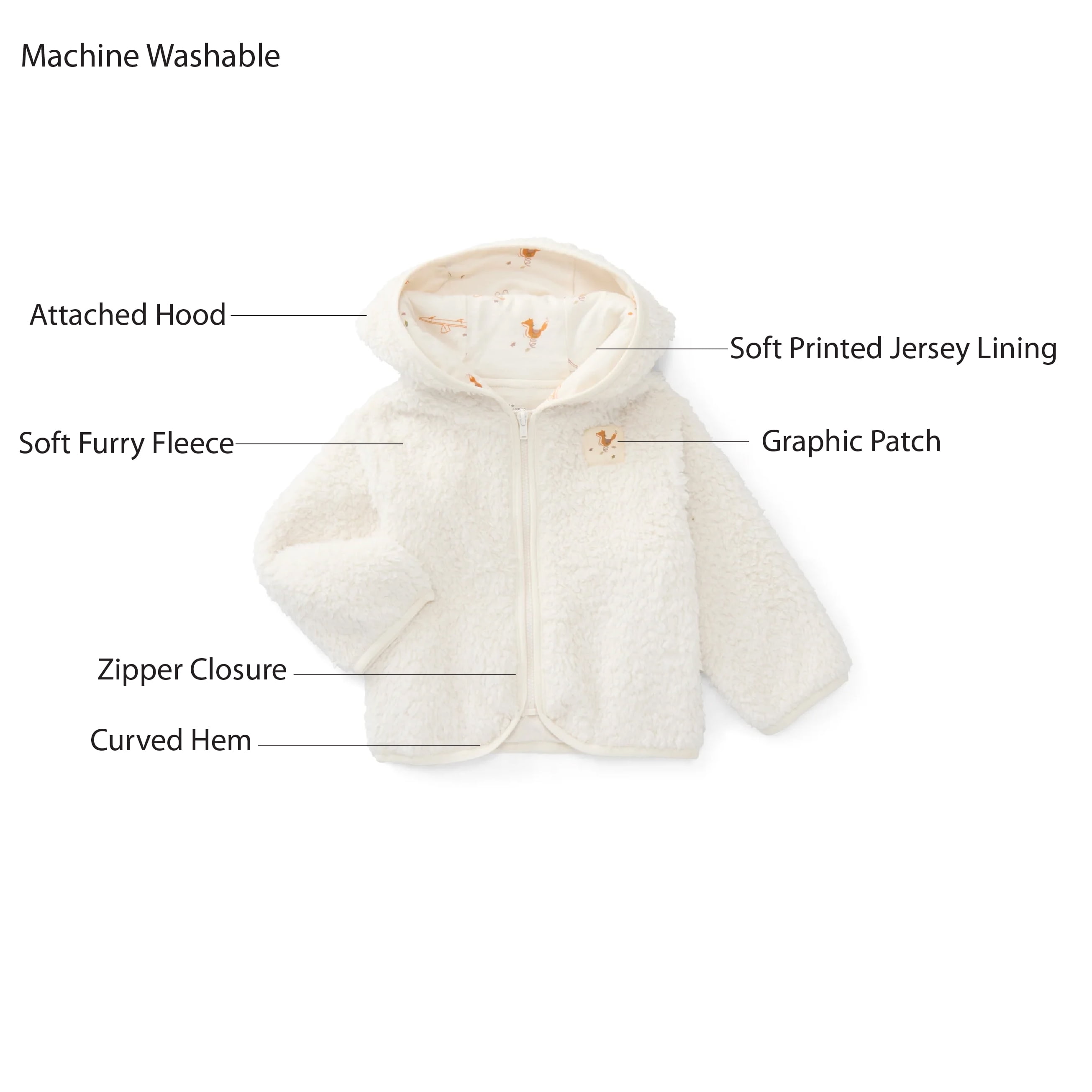 Garanimals Baby Zip-Up Fleece Hoodie Soft Graphic Outerwear (6M-24M) 43hbk
