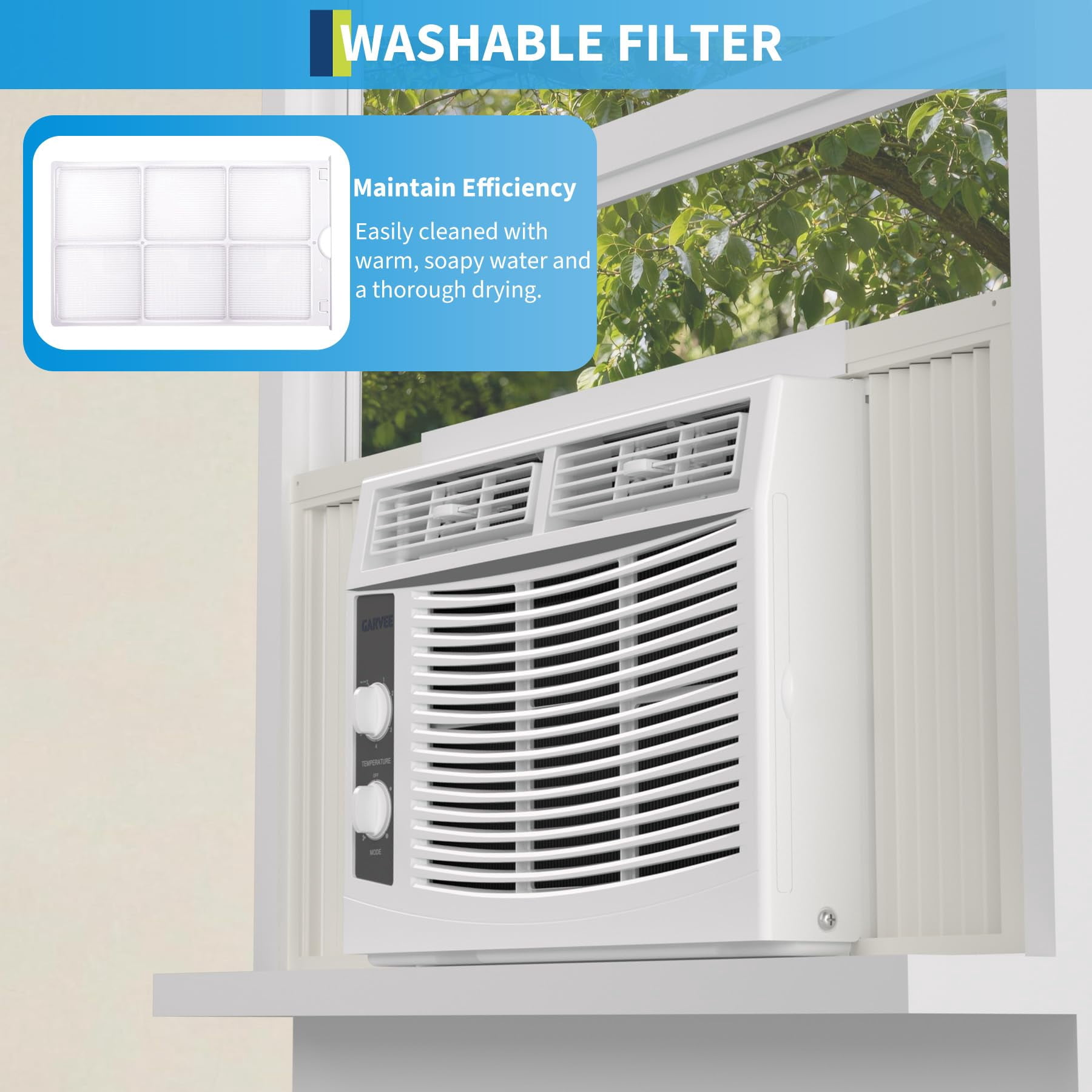 Aprafie 5000 BTU Window Air Conditioner, Compact Cooling Unit for Small Rooms (White, 150 sq. ft.) 5sf39
