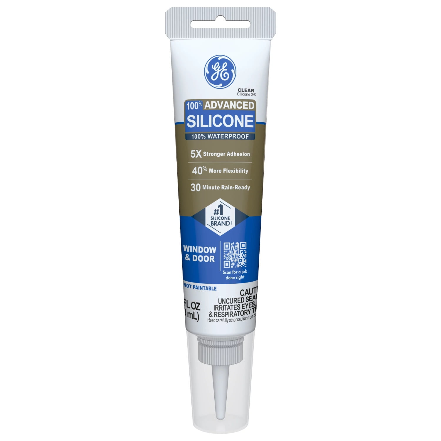 GE Advanced Silicone Window & Door Sealant, Waterproof Weatherproof Adhesive (Clear, 2.8 fl oz, 2 Pack) hurff