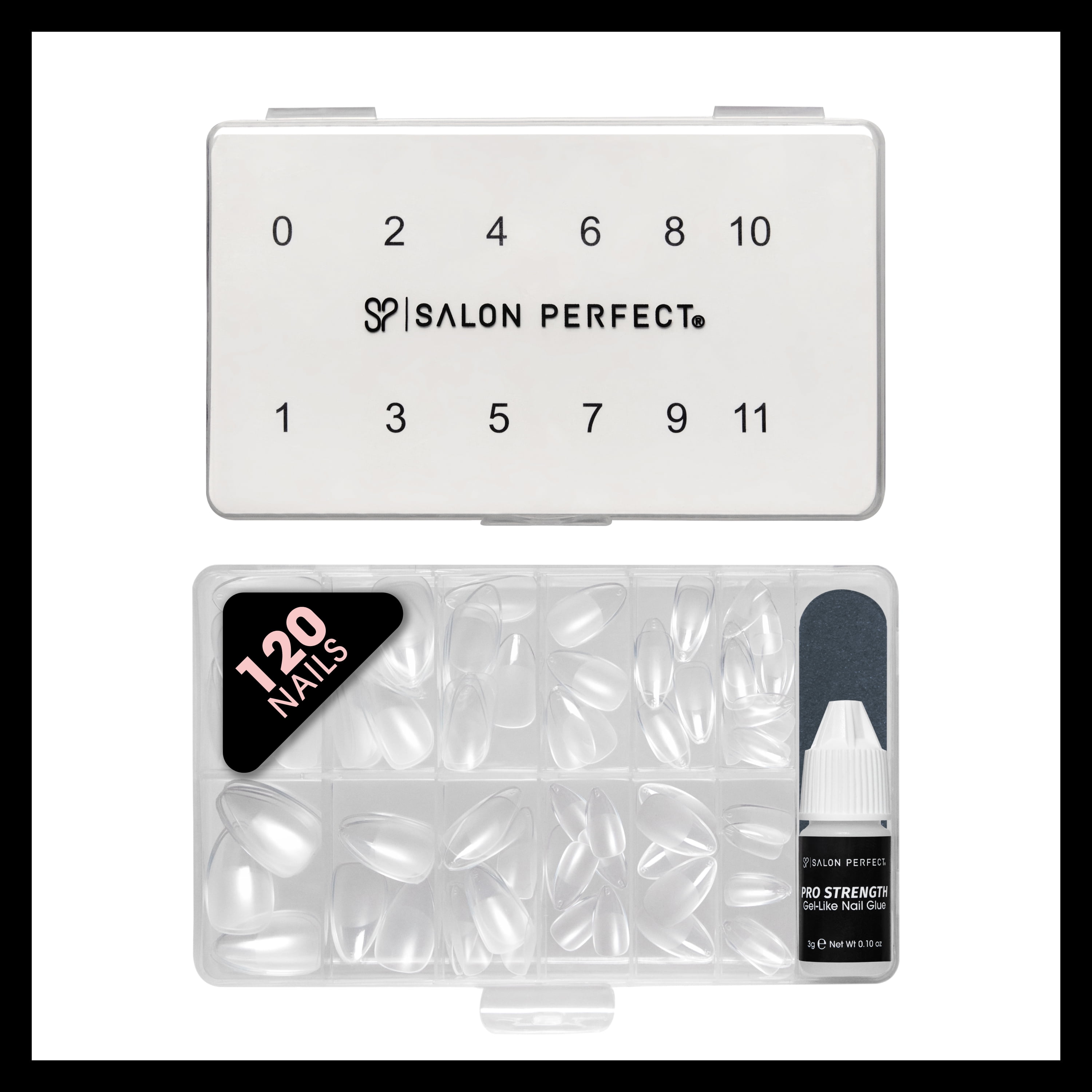 Salon Perfect Gel X-Tension Press-On Nails, Medium Almond Shape, Professional Salon Strength (Clear, 120 Count) l4apx