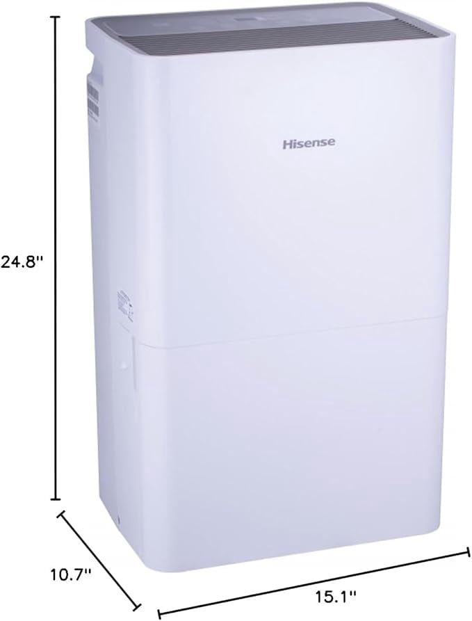 Hisense 50 Pint Dehumidifier with 3-Speeds for Large Rooms up to 4500 sq. ft (White, 50 Pint) u3u4m