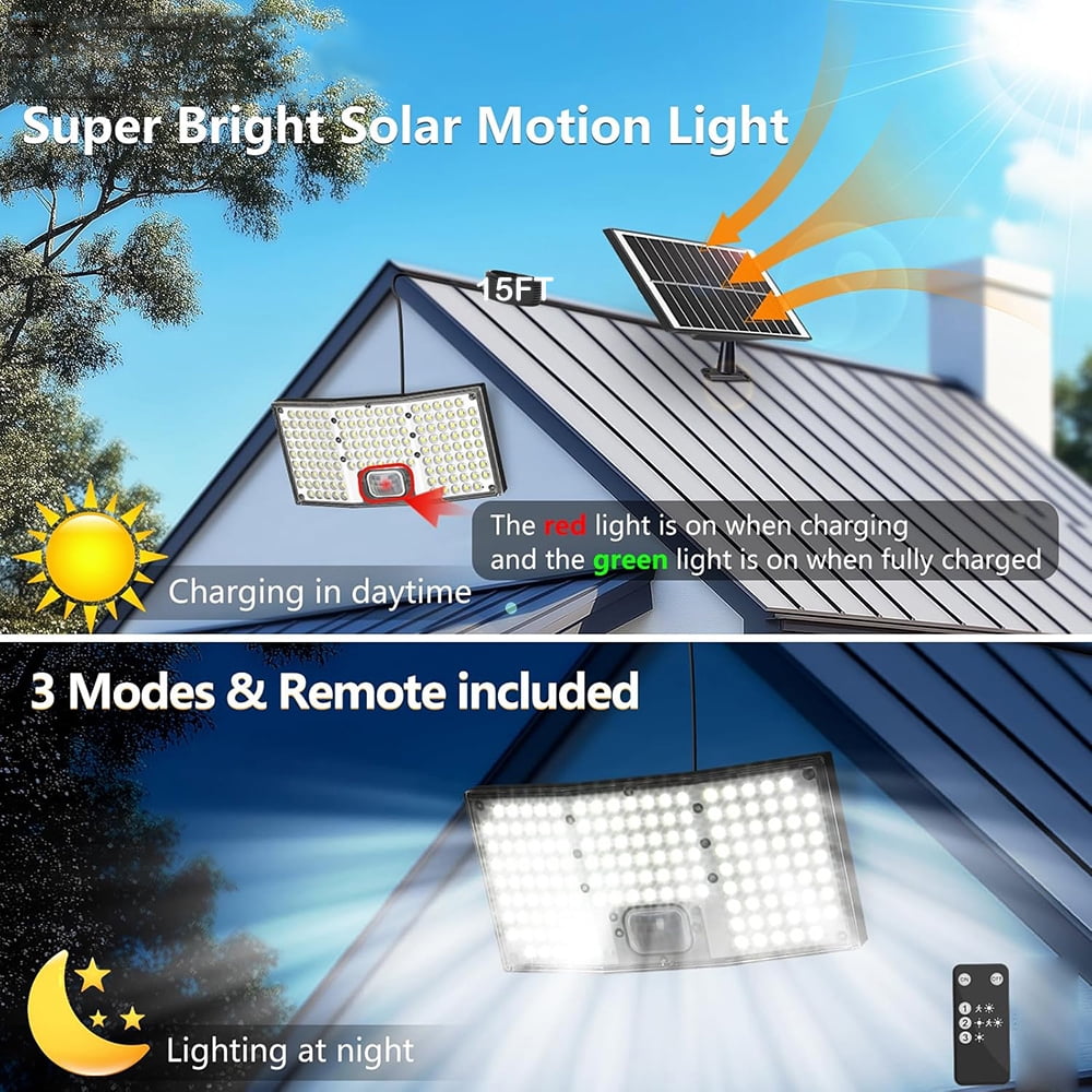 OCEST Solar Motion Sensor Flood Lights Outdoor Security Lighting (Cool White, 2 Pack) or1pb