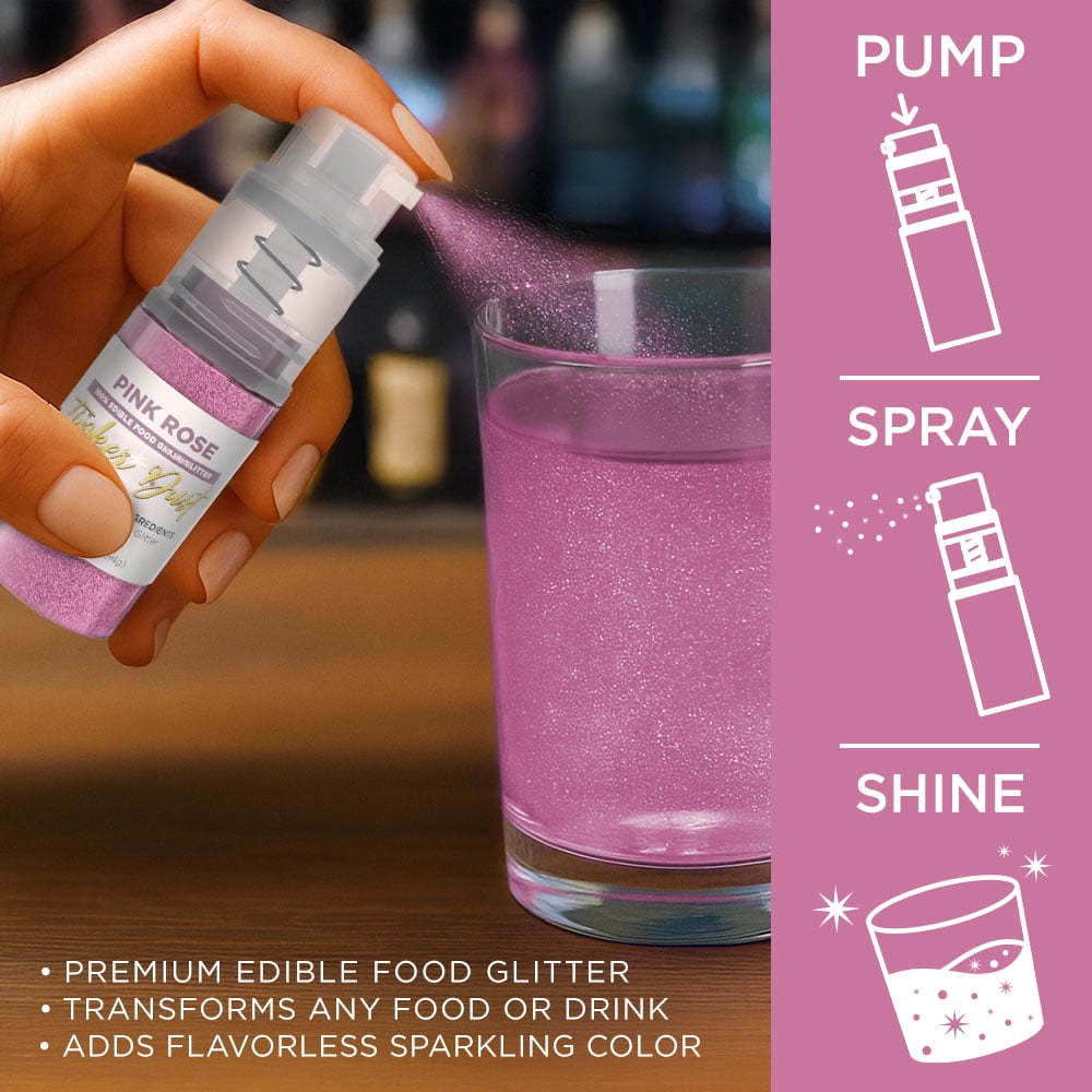 Bakell Tinker Dust Edible Glitter for Drinks and Confections (Pink Rose, 0.1 oz) 0z0pp