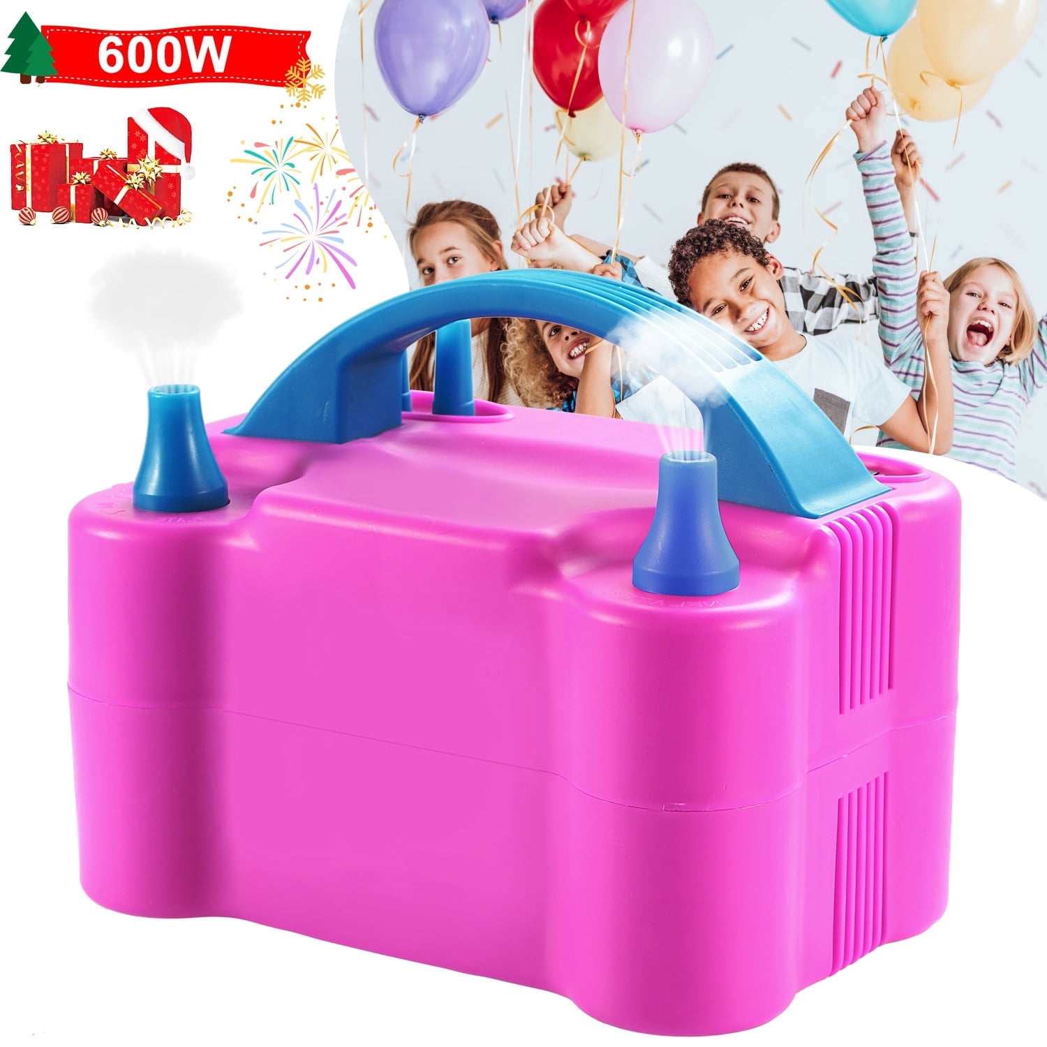 iMounTEK Electric Balloon Pump, Automatic Dual Nozzle Inflator for Party Decorations (Pink, 2.1 lbs) iu7au