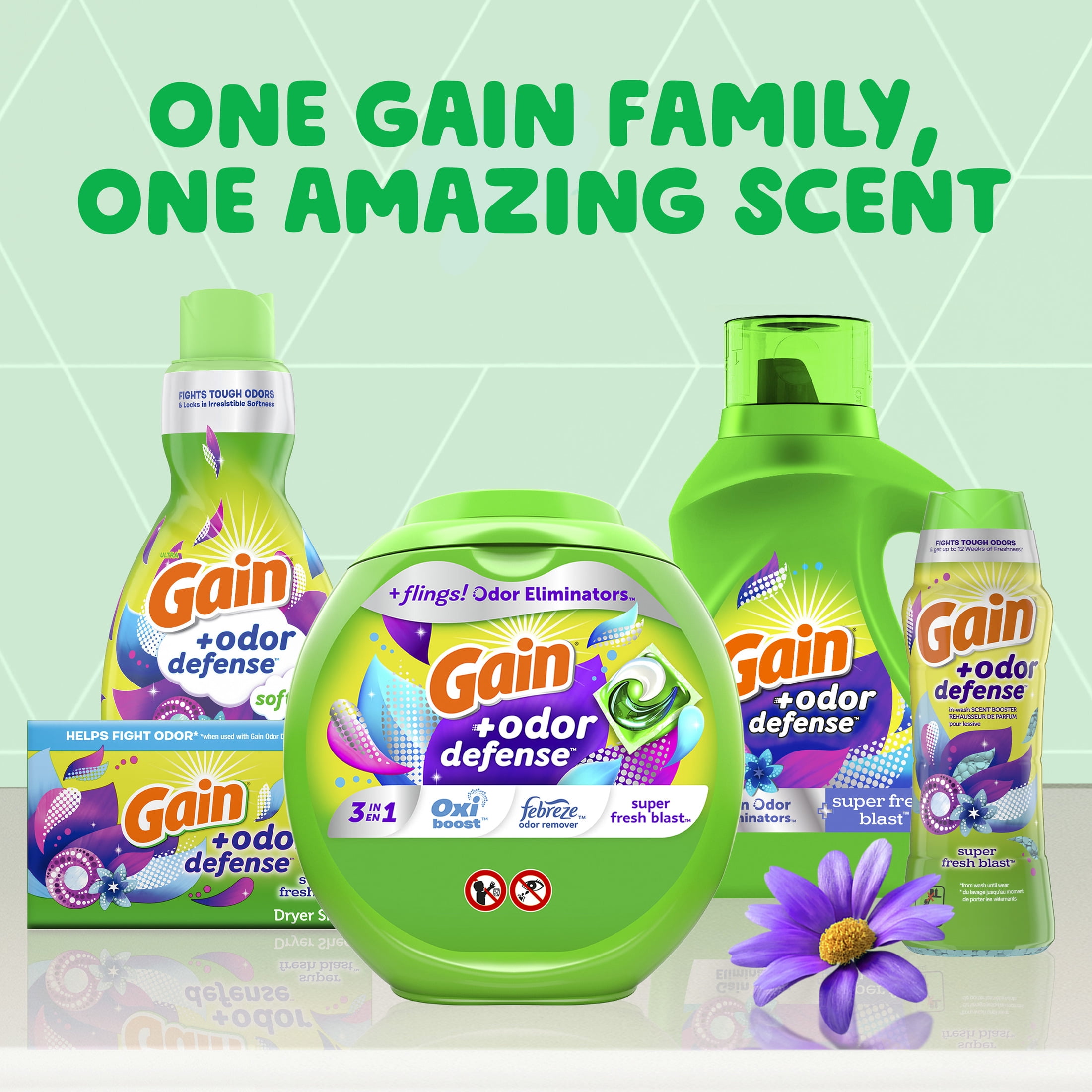 Gain Odor Defense Liquid Fabric Softener and Conditioner, Super Fresh Blast (4 Pack, 100 fl oz) dsywn