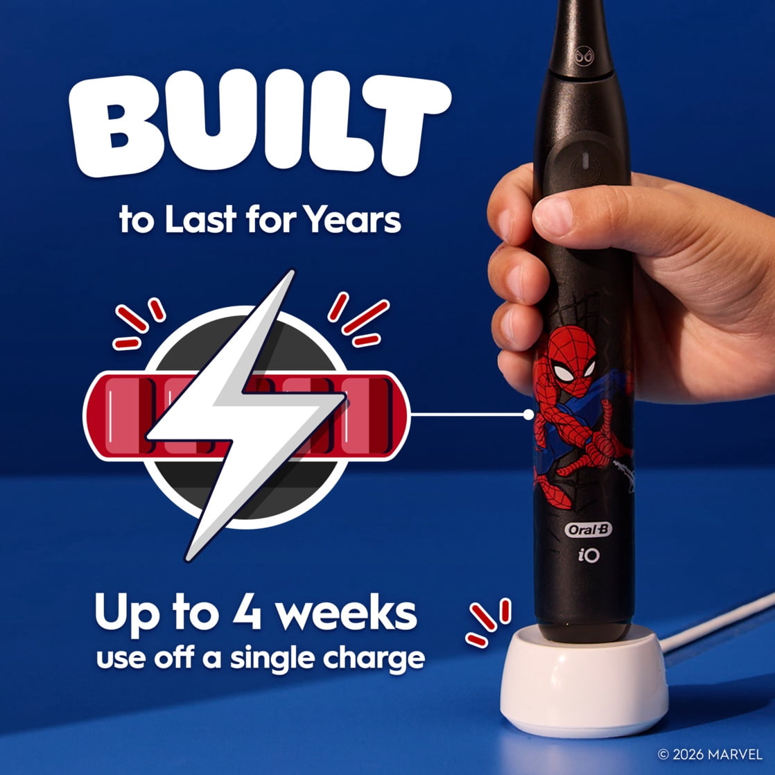 Oral-B iO Kids Rechargeable Electric Toothbrush (Spiderman, 1 Count) 8n2ra