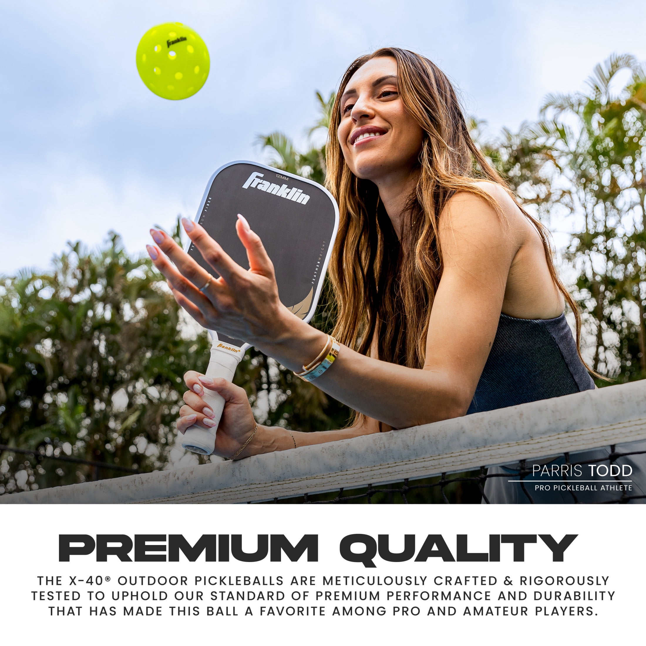 Franklin Sports X-40 Outdoor Pickleballs Professional Tournament Grade (Optic Yellow, 3 Pack) c918h
