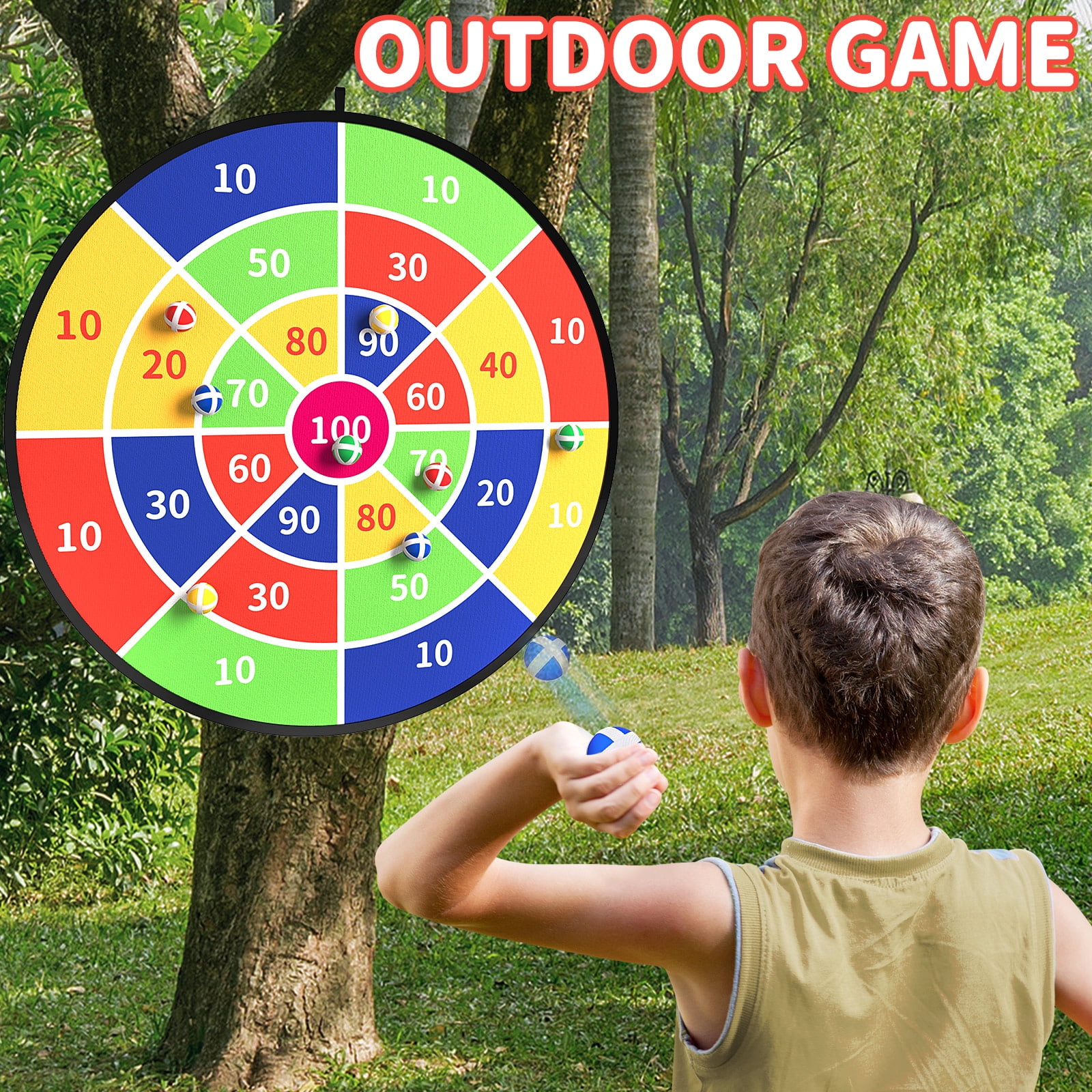ConeWhale Large Dart Board Game Set with 20 Sticky Velcro Balls (29 in) t9fl0