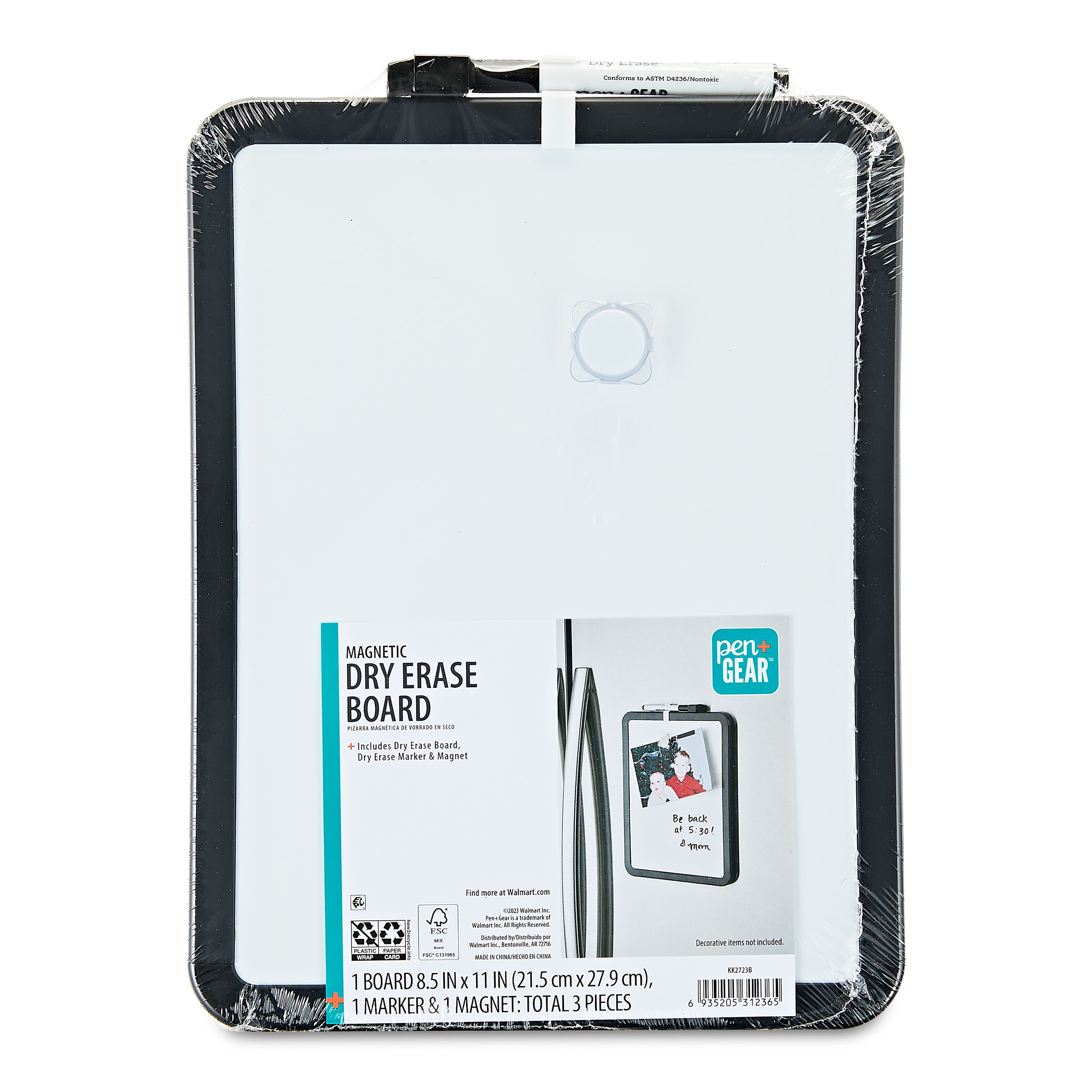 Pen+Gear Magnetic Dry Erase Whiteboard, Desktop Memo Board for School and Office (Black, 8.5 in x 11 in) jee7y