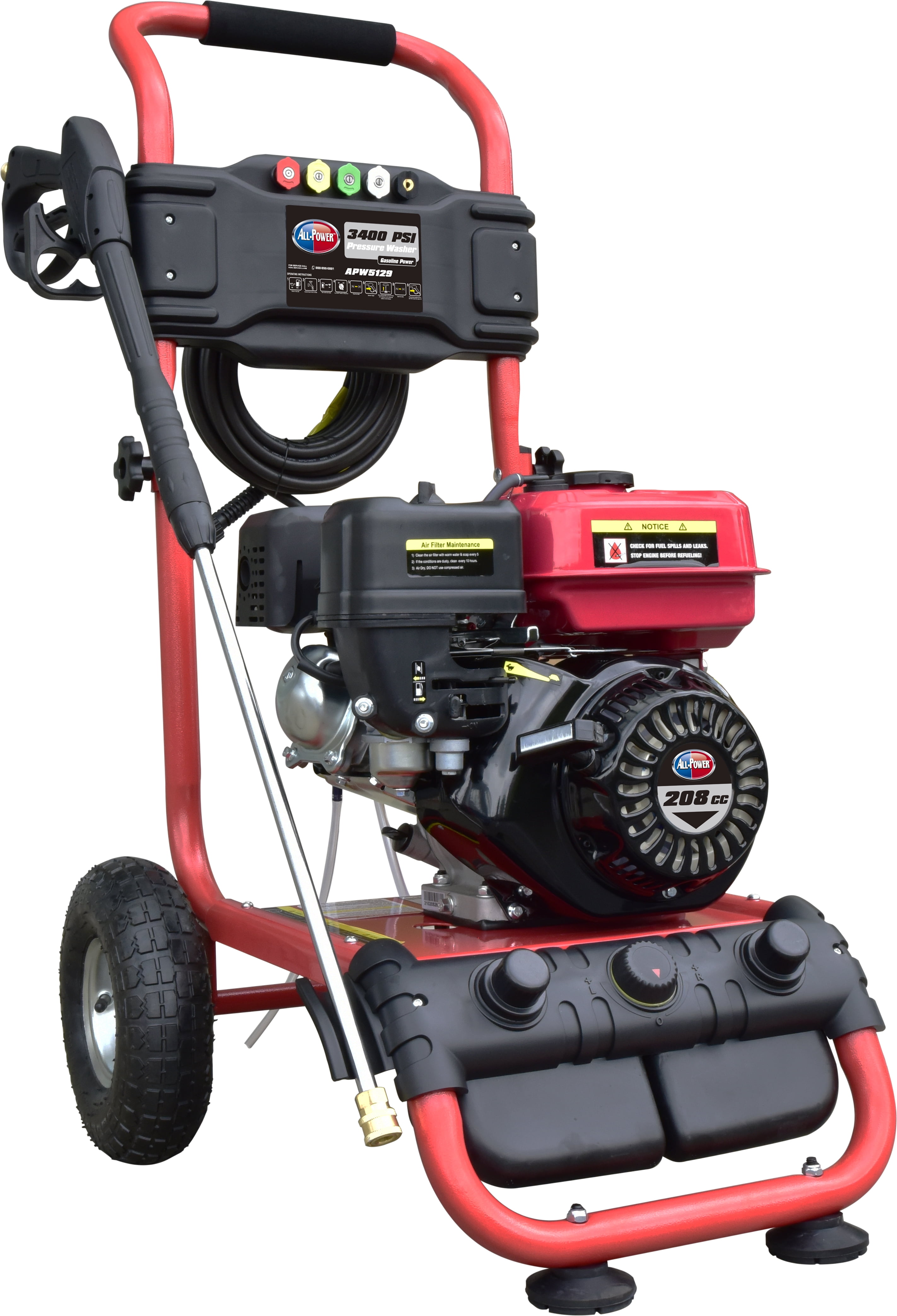 All-Power Gas Pressure Washer, 3400 PSI 2.6 GPM Heavy-Duty Outdoor Cleaner with 30 ft Hose (Black, 208cc Engine) pasv2