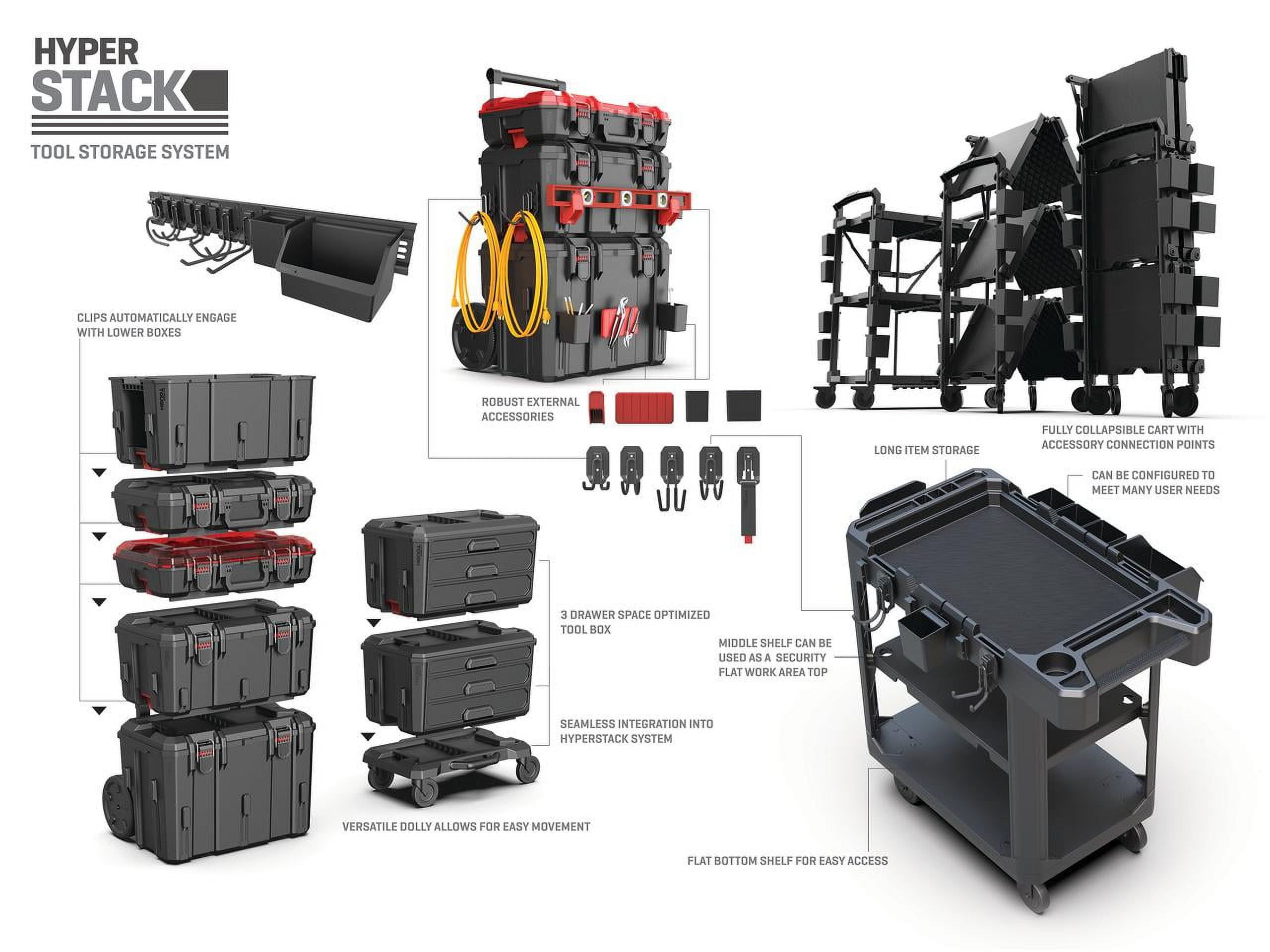 Hyper Tough Hyper Stack Heavy Duty 3 Piece Modular Rolling Toolbox System (Black, 3-Piece Set) 743ex