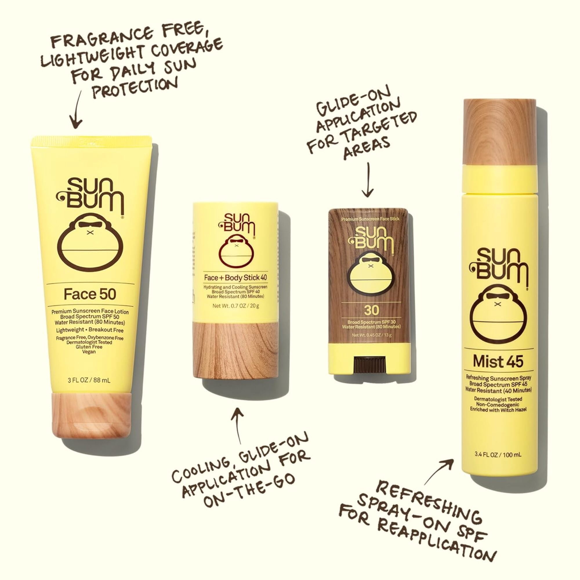 Sun Bum Original SPF 30 Sunscreen Face Stick, Moisturizing UVA/UVB Protection (0.45 oz) 1t57y