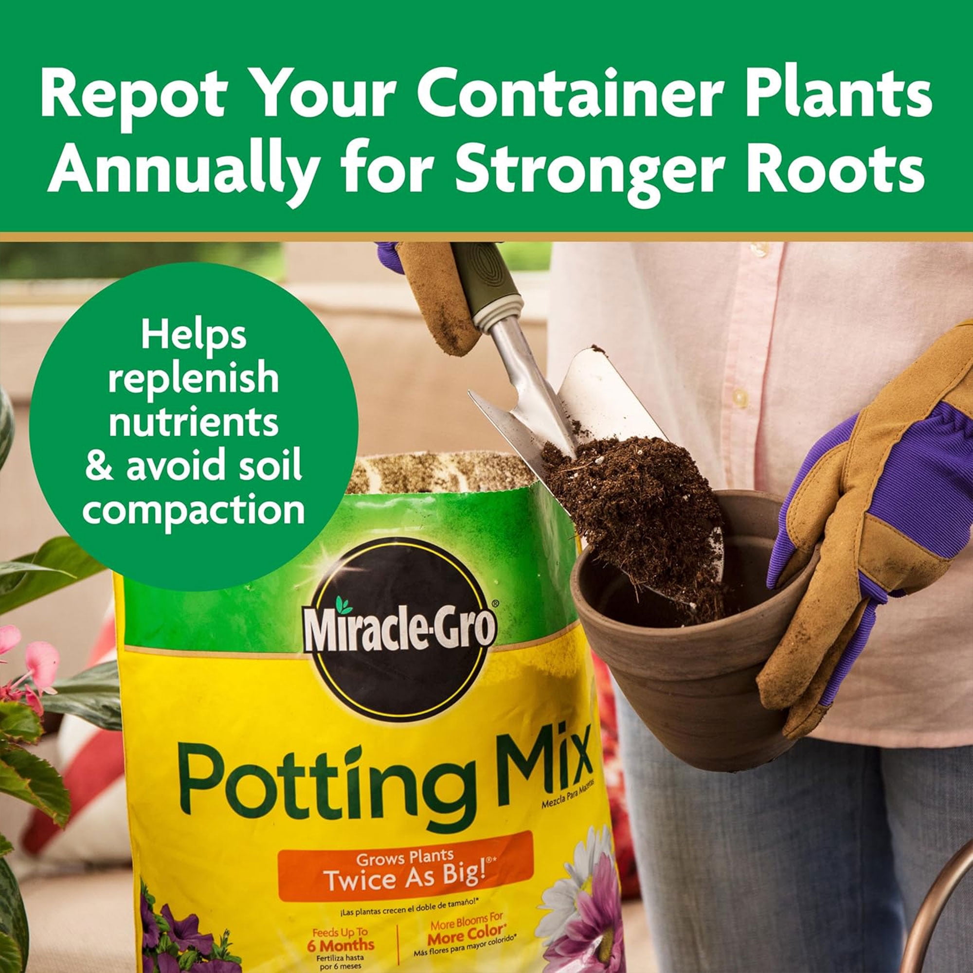 Miracle-Gro Potting Mix and Indoor Plant Food Spikes (2 cu ft Soil, 24-Pack Spikes) h4ot8
